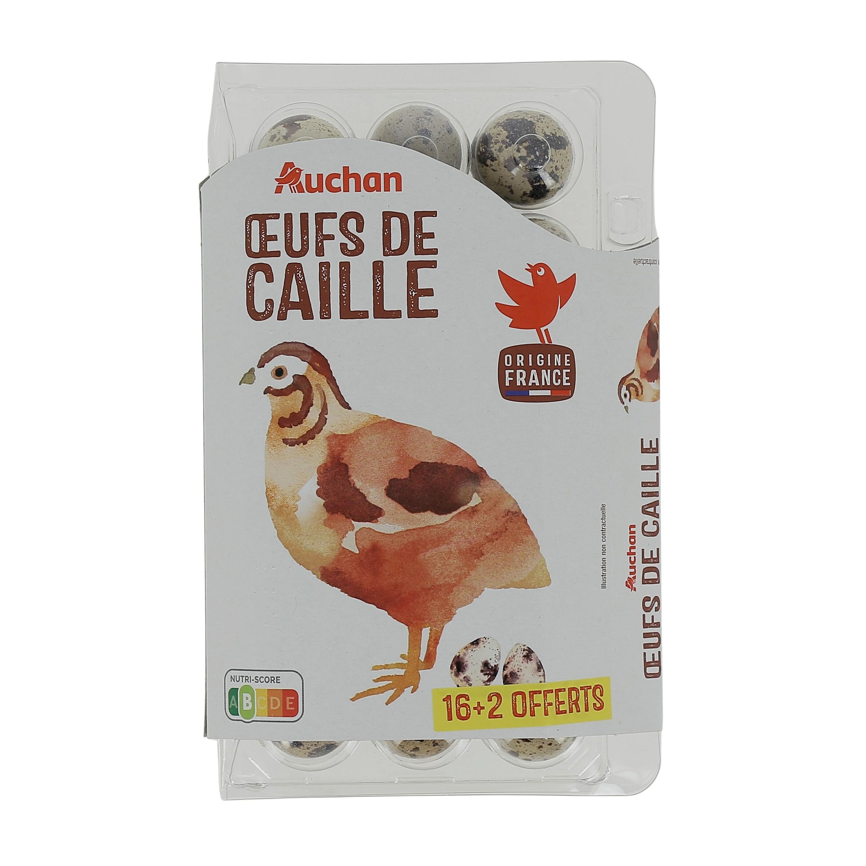 Voir la diapositive 4 : AUCHAN Oeufs de cailles 16+2 offert 18 pièces