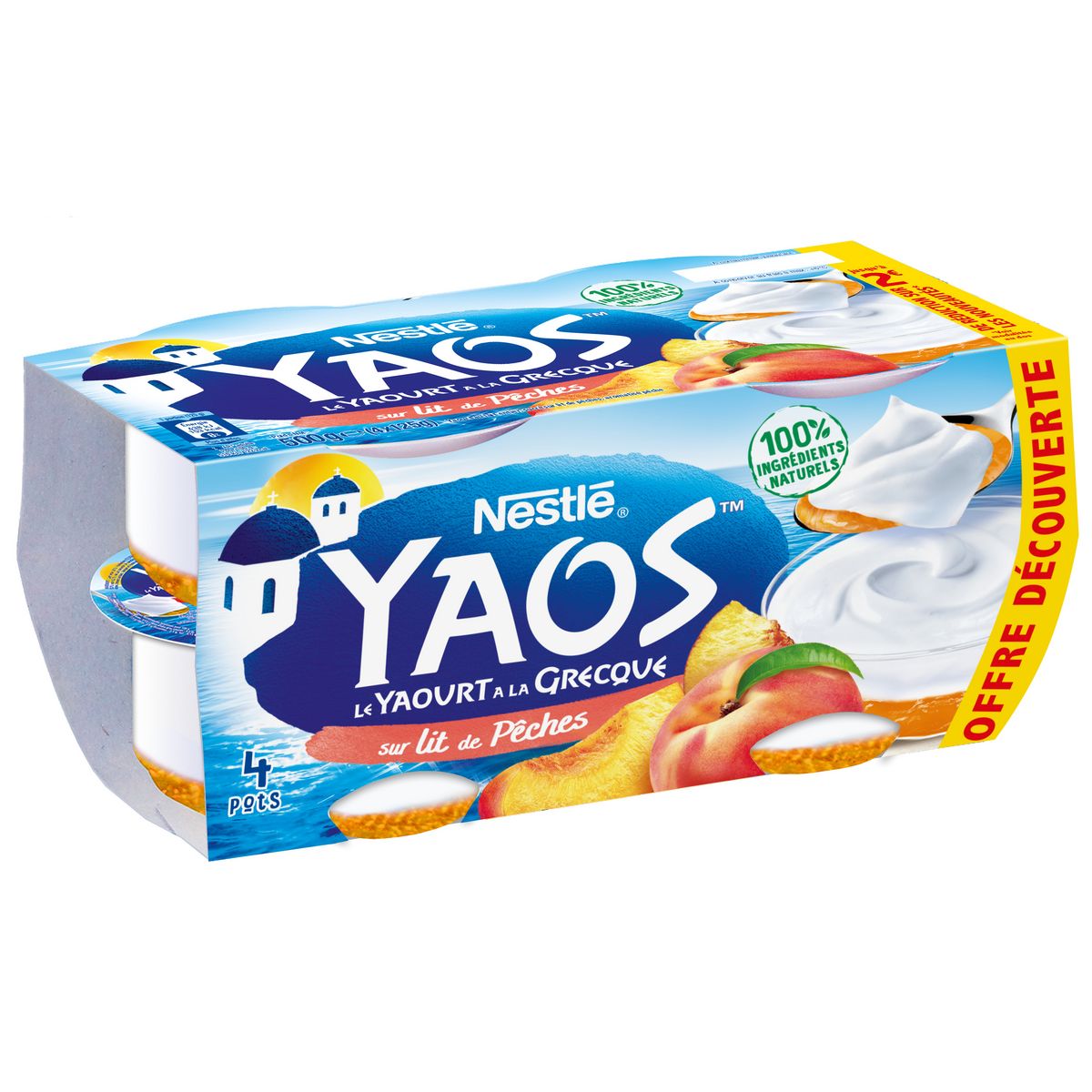 YAOS Yaourt à la grecque sur lit de pêches 4x125g