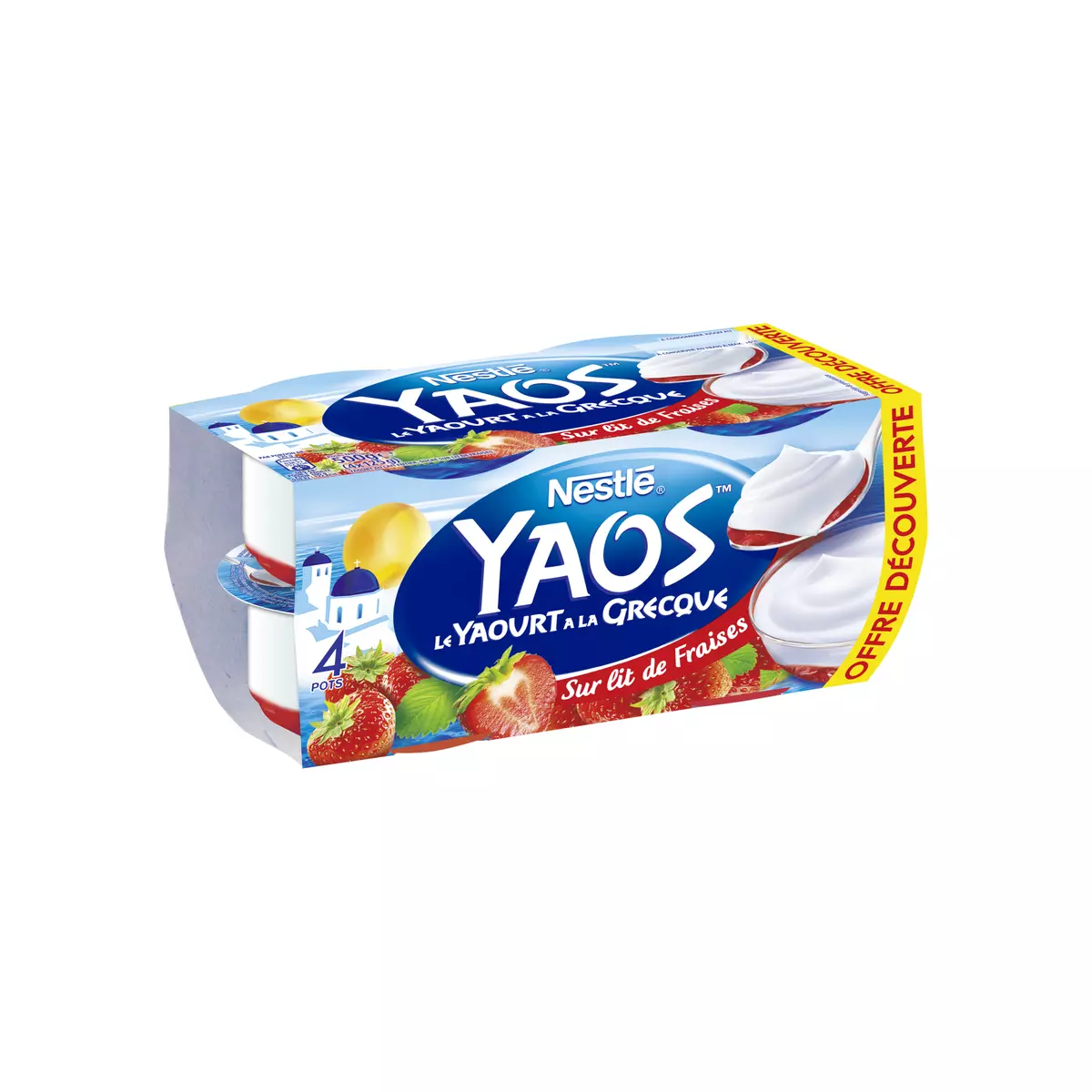 YAOS Yaourt à la grecque sur lit de fraises 4x125g