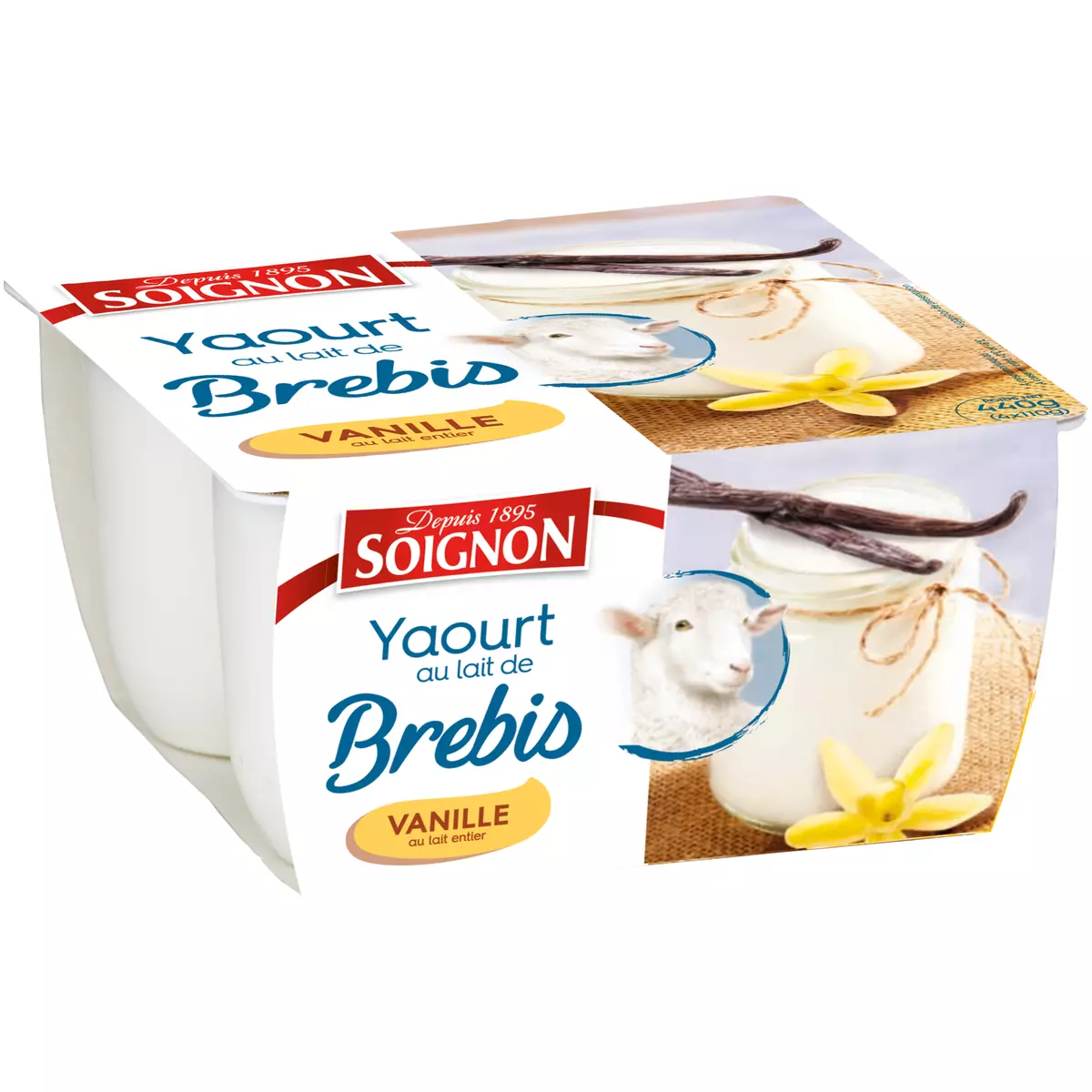 SOIGNON Yaourt à la vanille au lait de brebis 4x110g