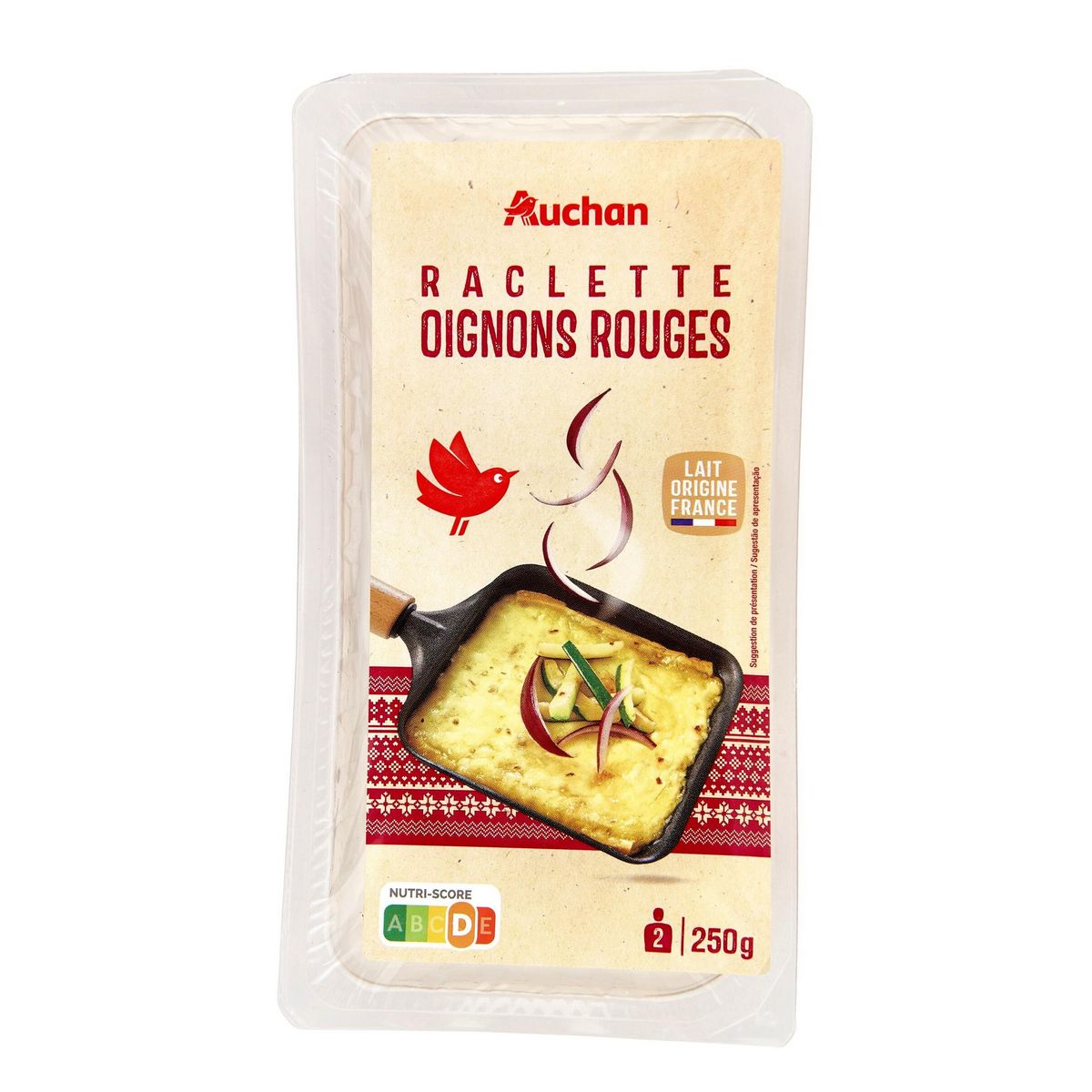 AUCHAN Fromage à raclette aux oignons 2 parts 250g
