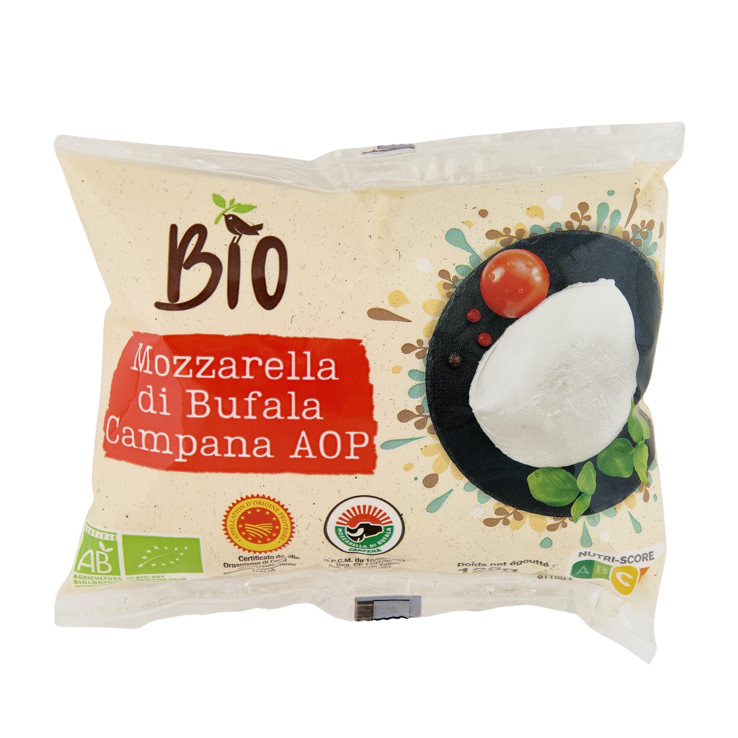 Voir la diapositive 4 : AUCHAN BIO Mozzarella bufala AOP 125g