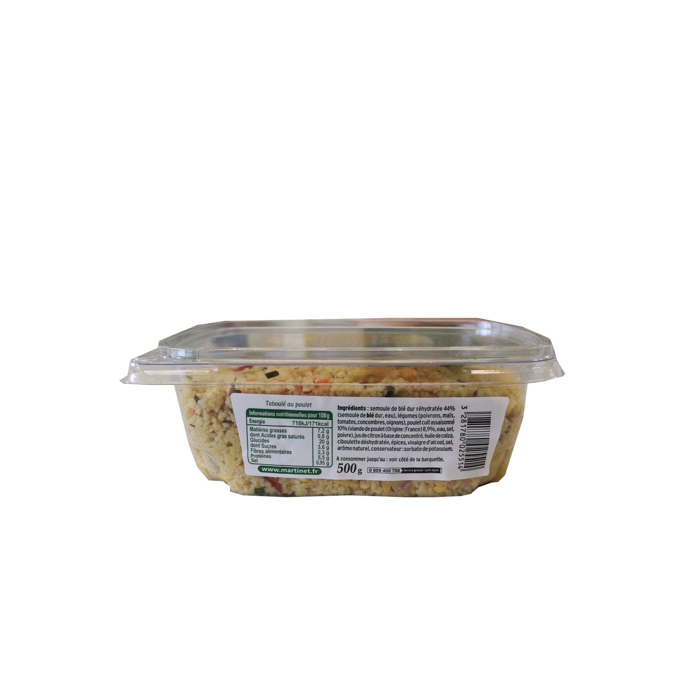 Voir la diapositive 3 : MARTINET Taboulé au poulet et à la ciboulette 500g
