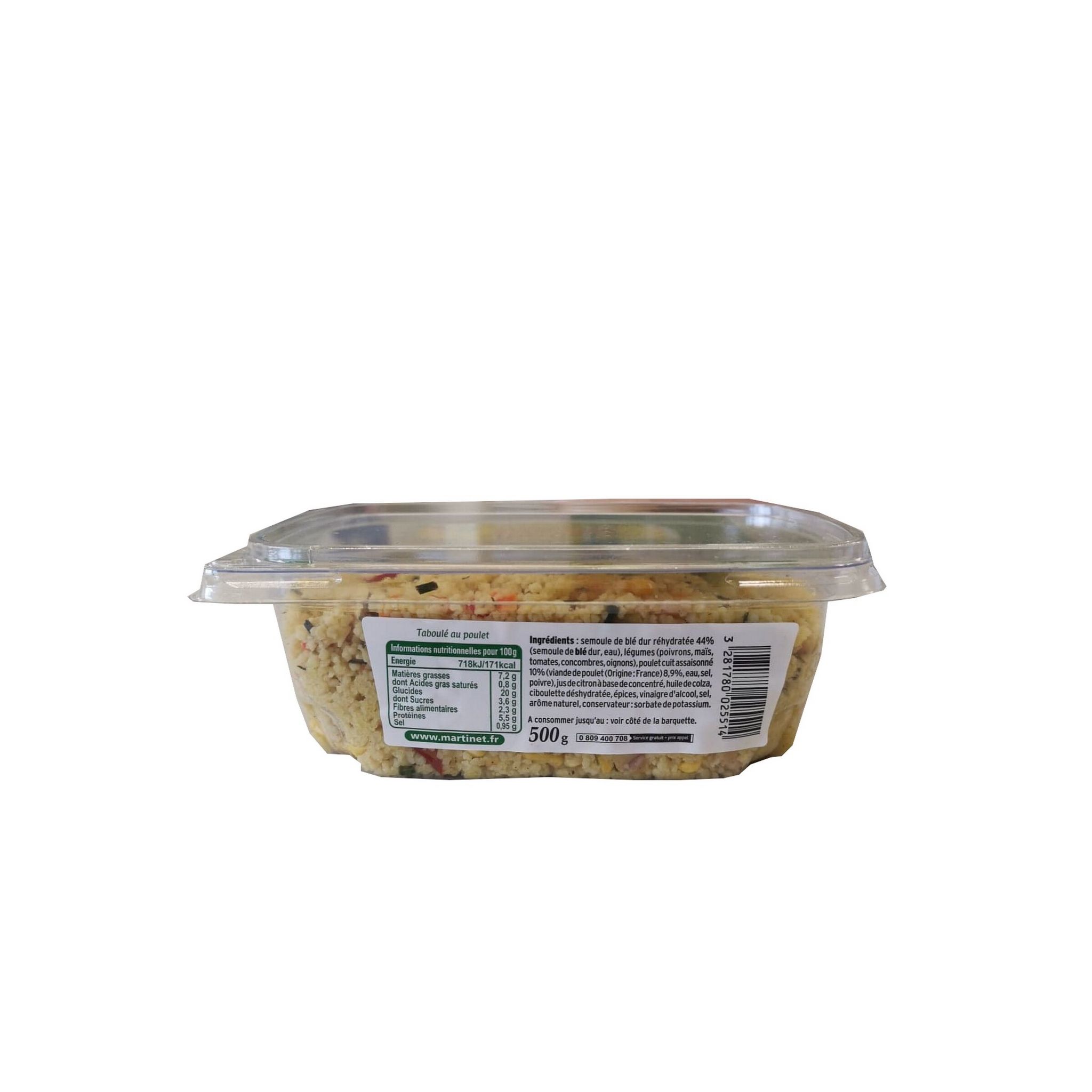 Voir la diapositive 3 : MARTINET Taboulé au poulet et à la ciboulette 500g
