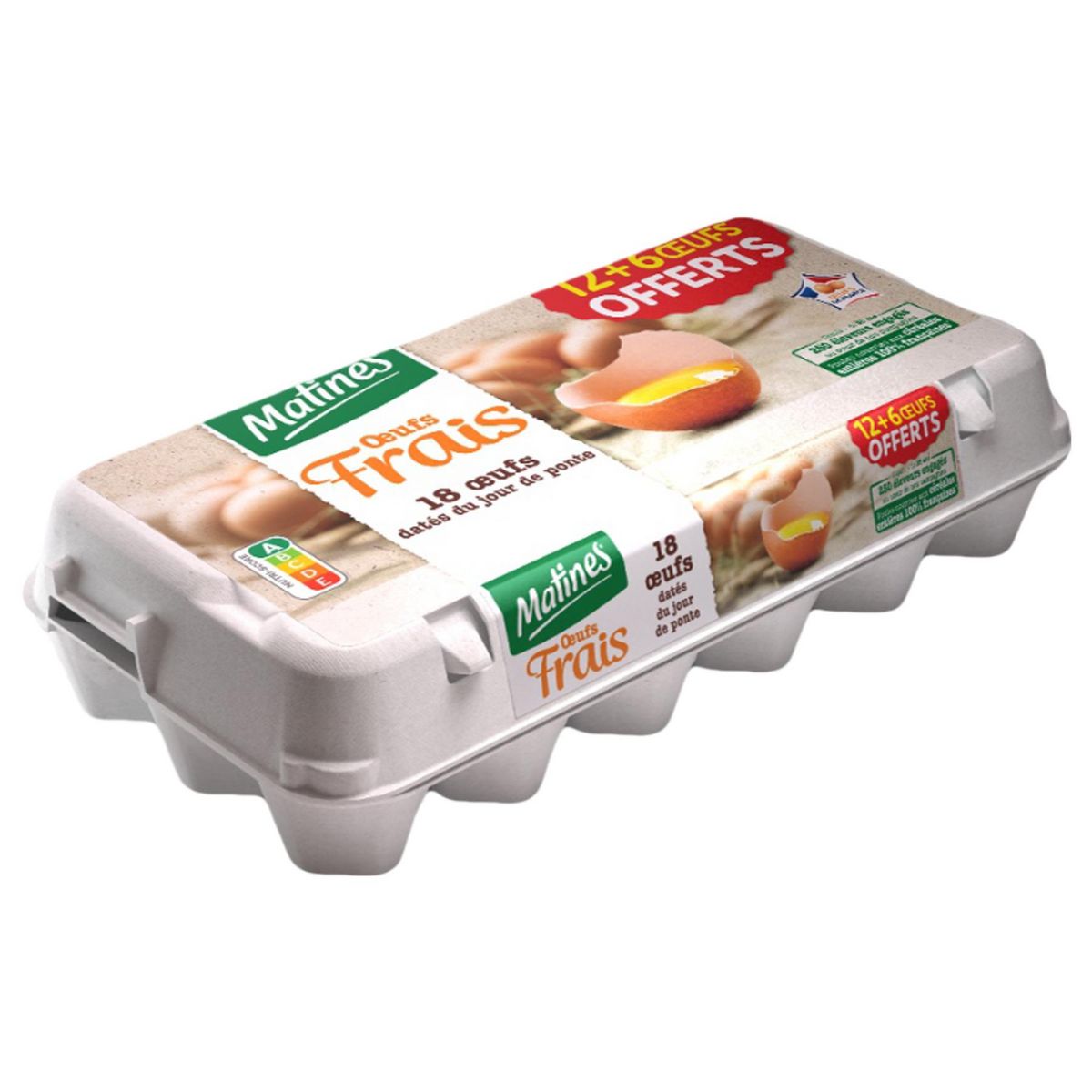 MATINES Œufs frais datés du jour de ponte 18 œufs