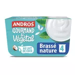 ANDROS Gourmand & Végétal Dessert brassé au lait de coco nature 4x100g