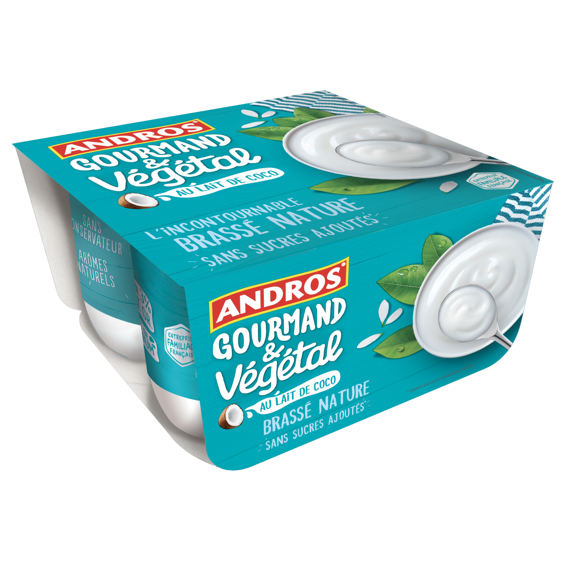 Voir la diapositive 2 : ANDROS Gourmand & Végétal Dessert brassé au lait de coco nature 4x100g