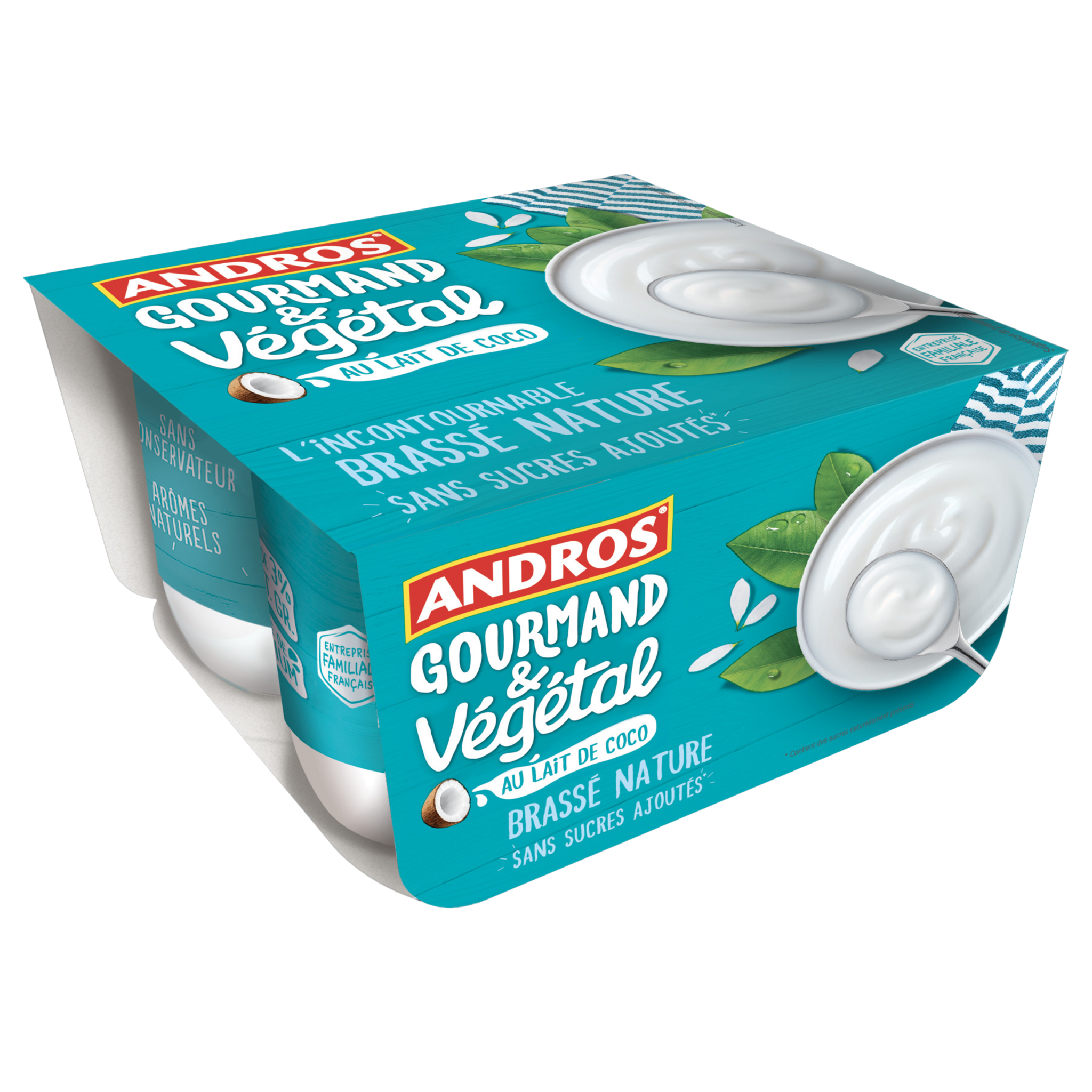 Voir la diapositive 2 : ANDROS Gourmand & Végétal Dessert brassé au lait de coco nature 4x100g