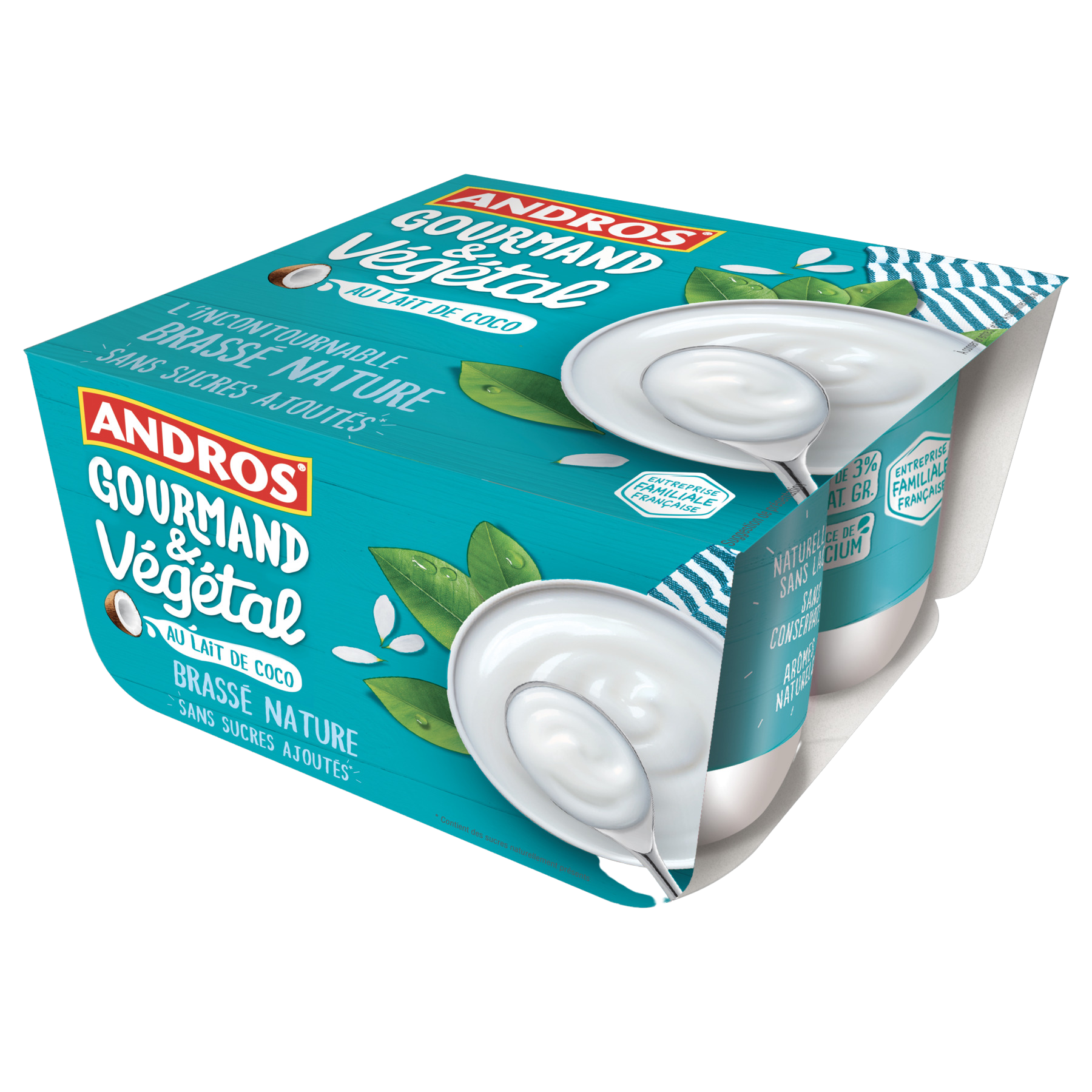 Voir la diapositive 4 : ANDROS Gourmand & Végétal Dessert brassé au lait de coco nature 4x100g