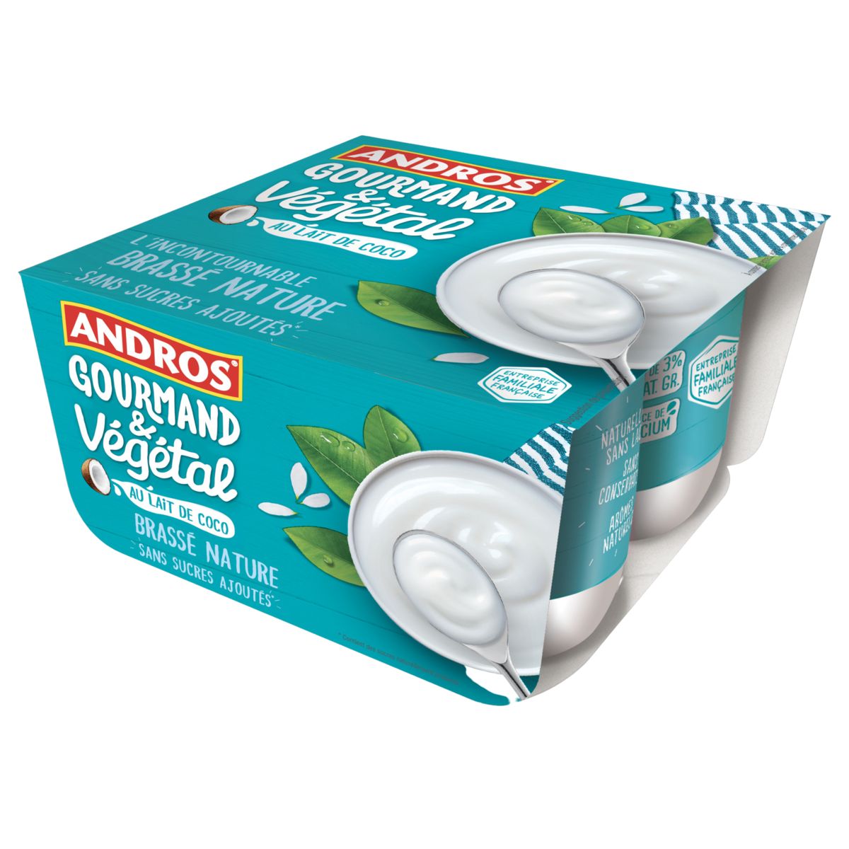 ANDROS Gourmand & Végétal Dessert brassé au lait de coco nature 4x100g
