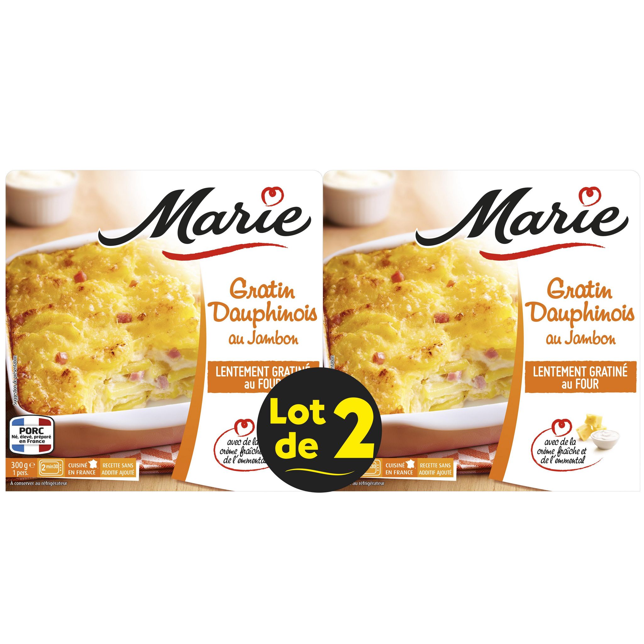MARIE Gratin dauphinois au jambon, à la crème fraîche et à l'emmental 2 parts 600 g