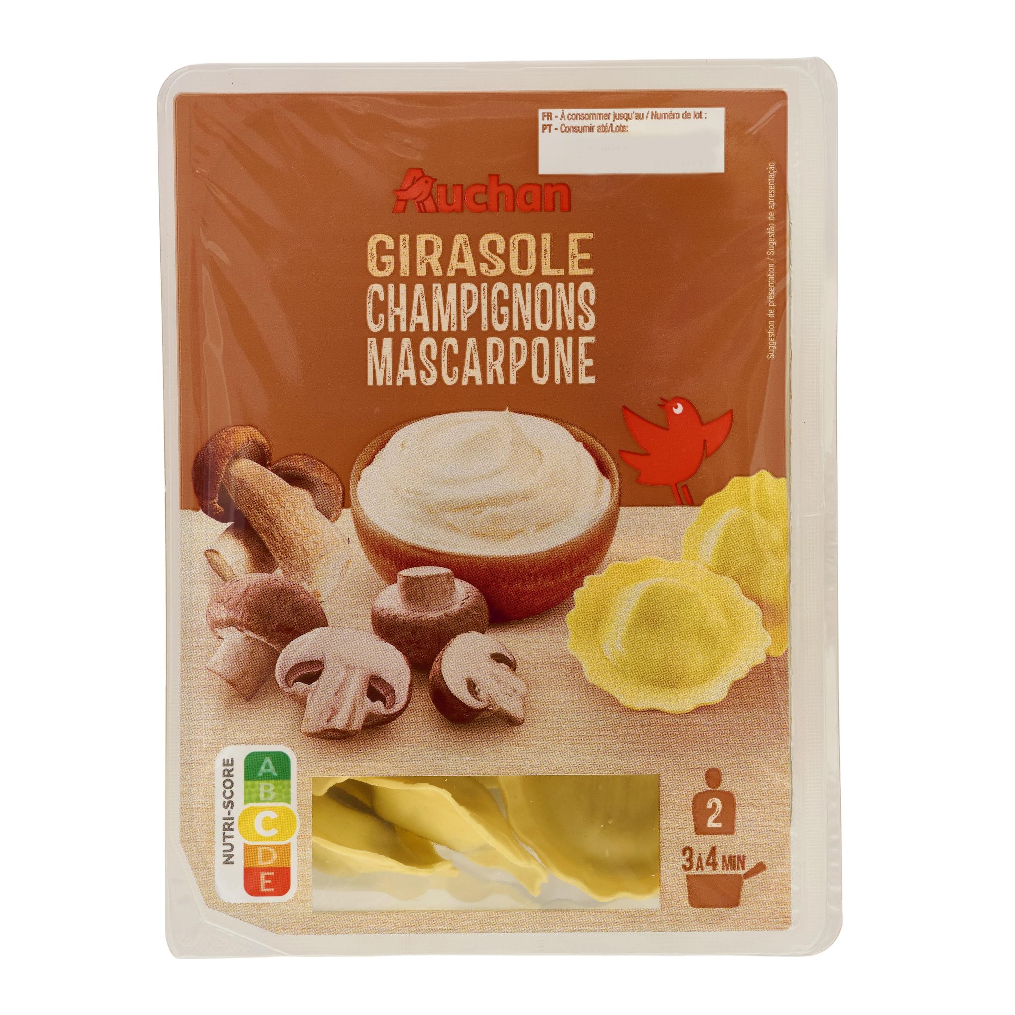 Voir la diapositive 3 : AUCHAN Girasole aux champignons et mascarpone 2 parts 250g