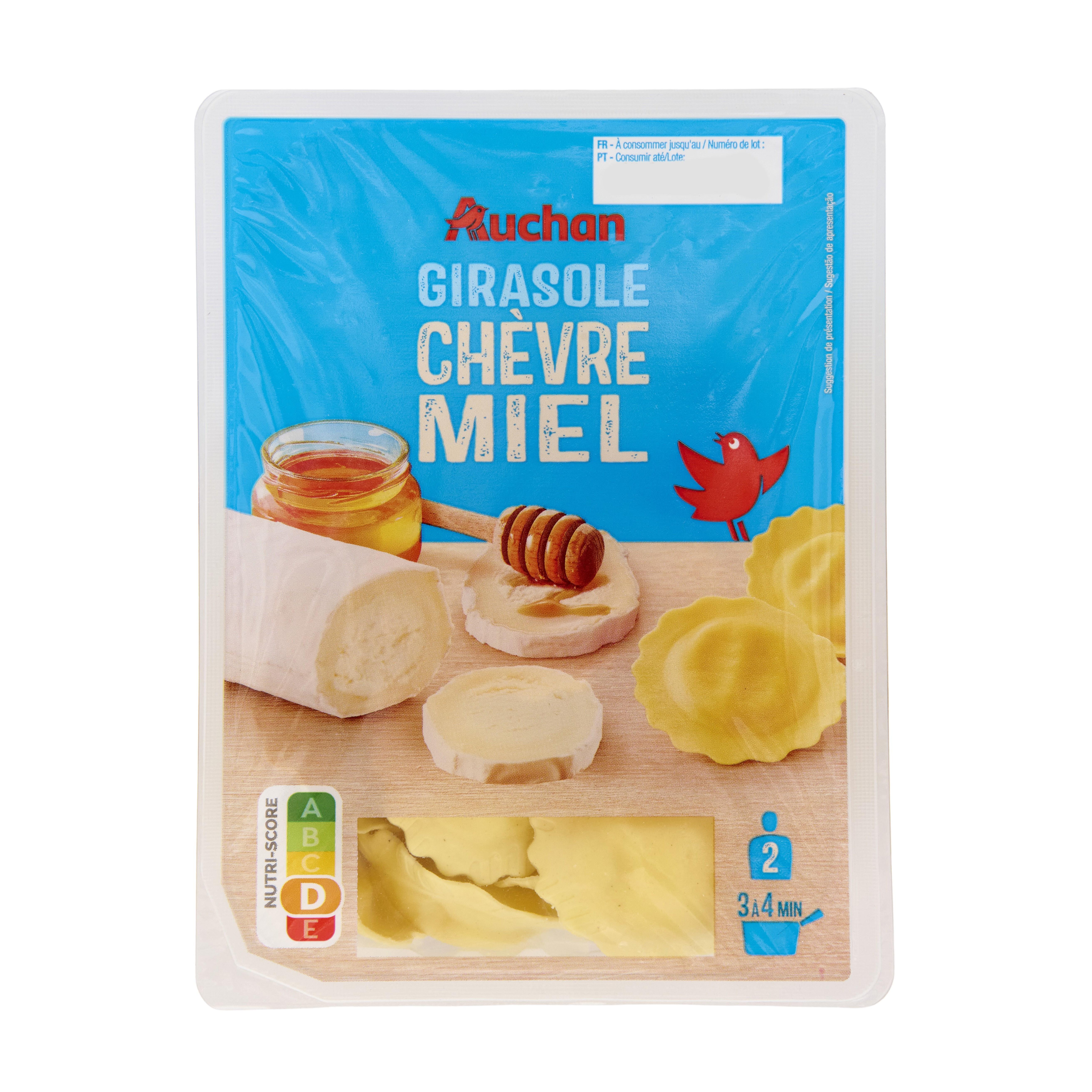 Voir la diapositive 3 : AUCHAN Girasole au chèvre et miel 2 parts 250g