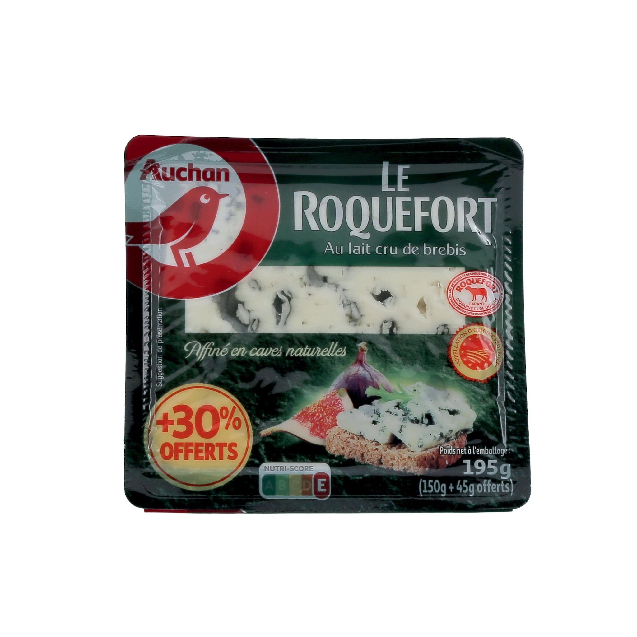 Voir la diapositive 2 : AUCHAN CULTIVONS LE BON Roquefort AOP 195g