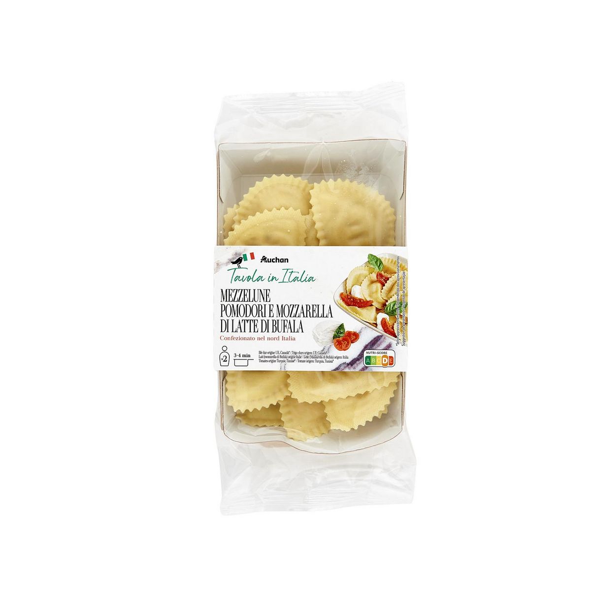 AUCHAN TAVOLA IN ITALIA Mezzelune aux tomates séchées et mozzarella 2 parts 250g