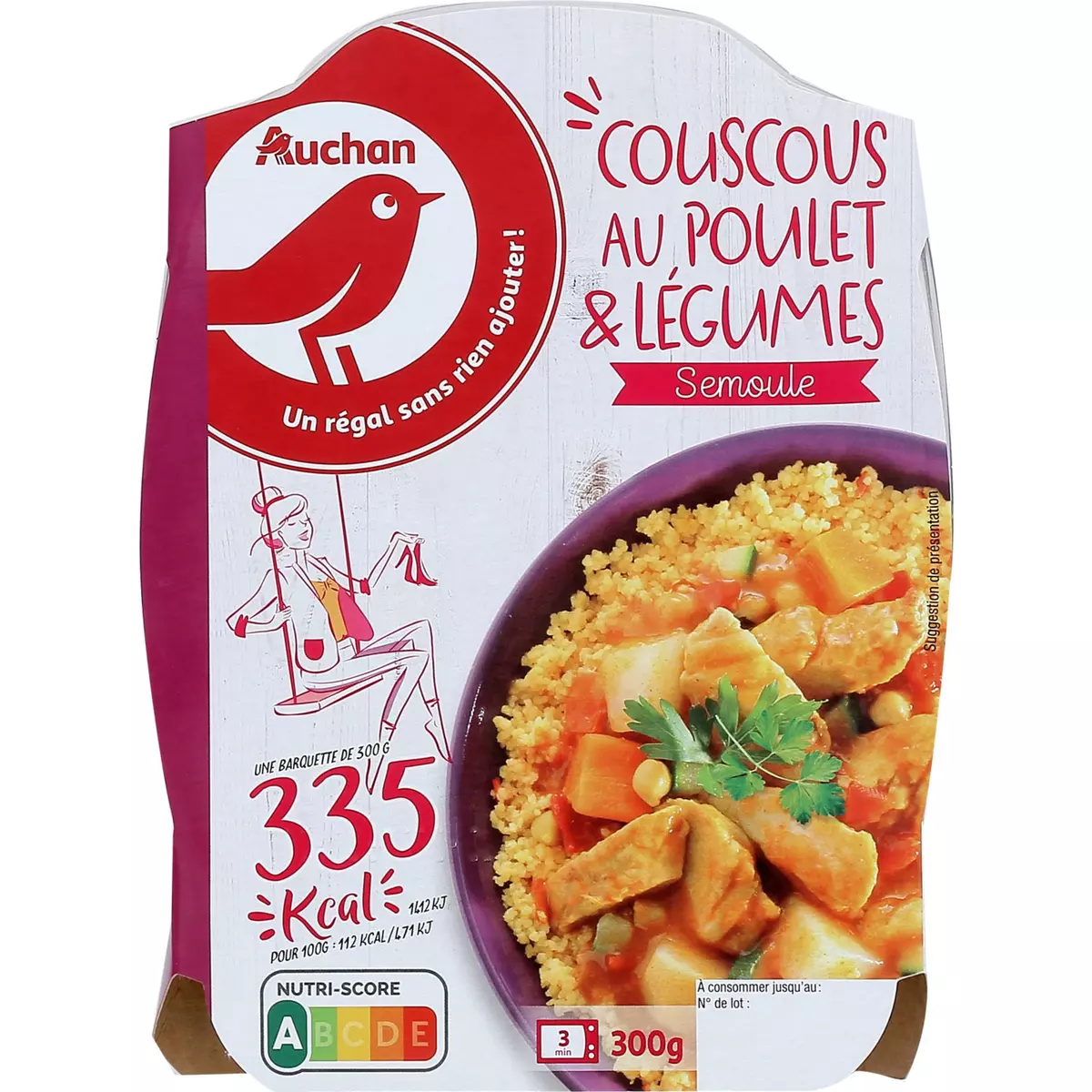 AUCHAN Couscous au poulet et légumes 1 portion 300g