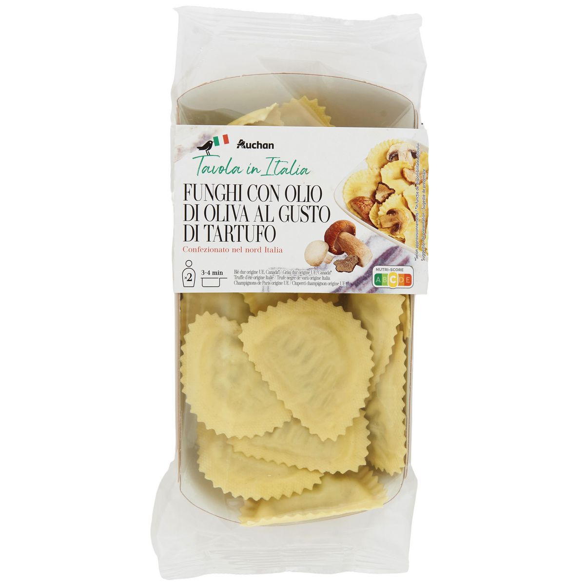 AUCHAN TAVOLA IN ITALIA Mezzelune aux champignons et huile saveur truffes 2 parts 250g