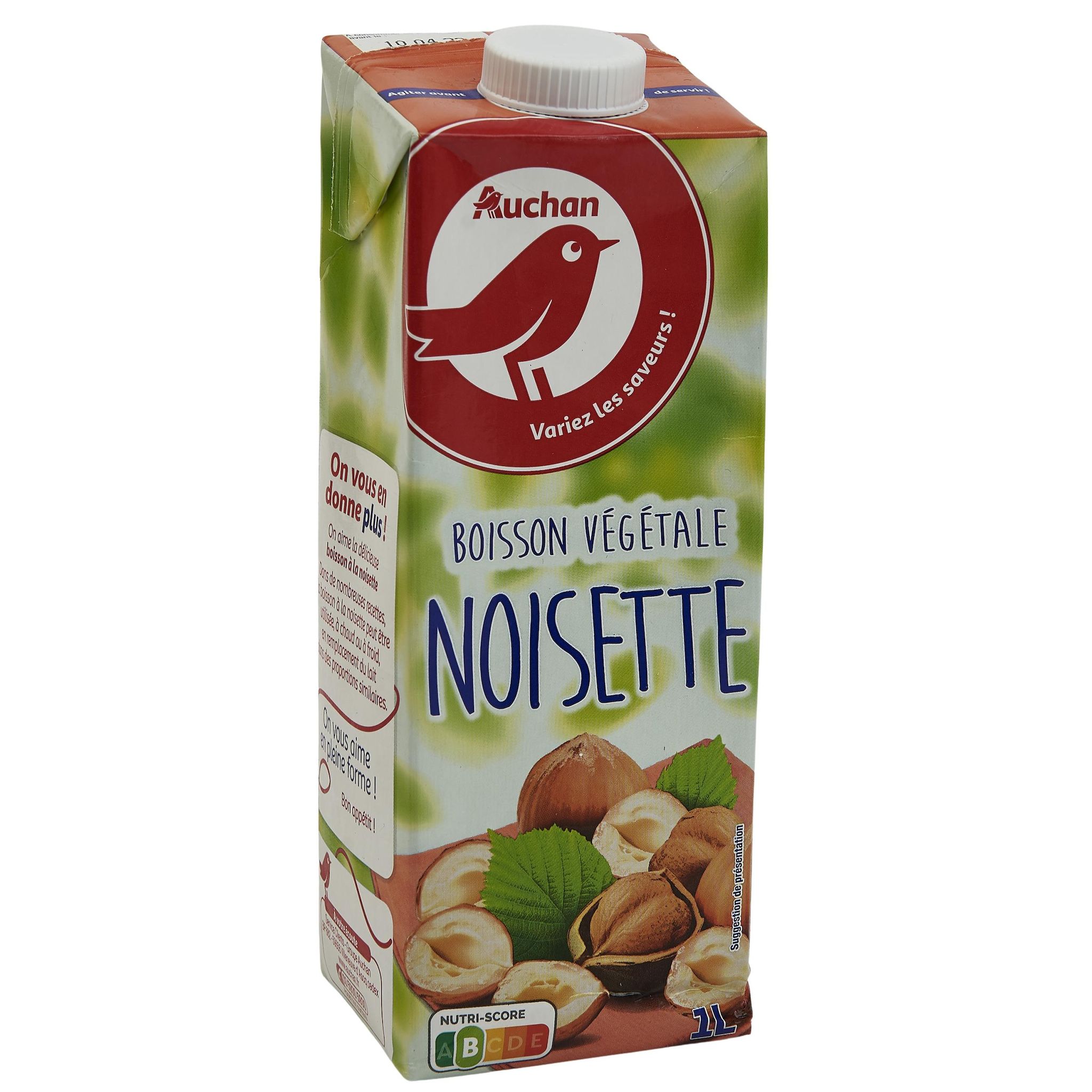 Voir la diapositive 2 : AUCHAN Boisson végétale à base de noisette 1L