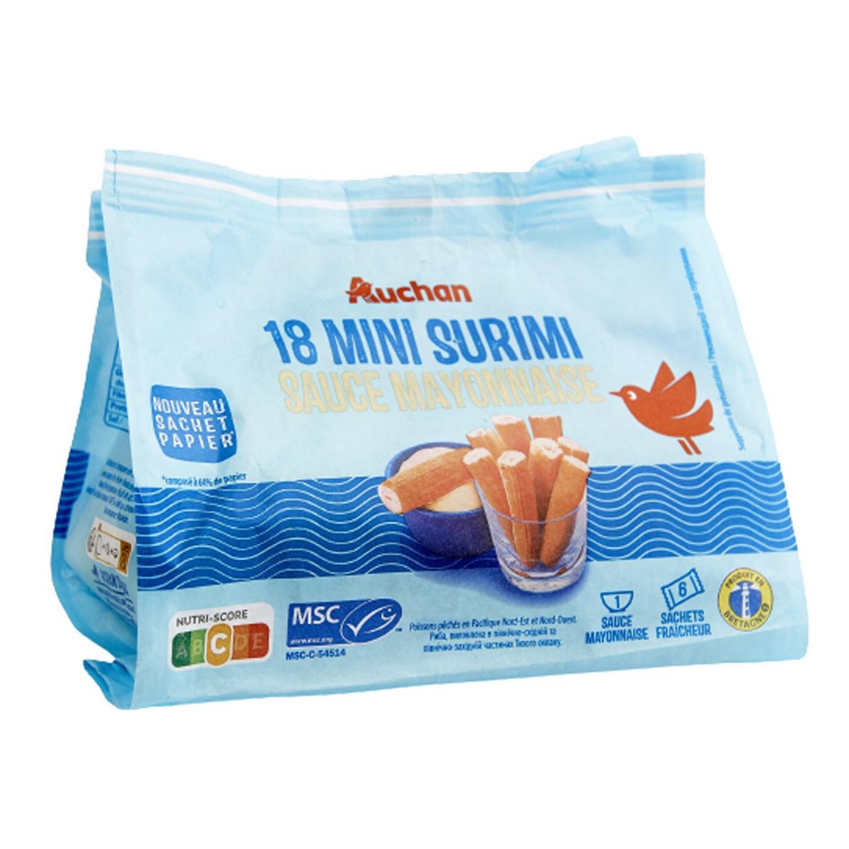 AUCHAN Bâtonnets de surimi mayonnaise MSC 18 pièces 210g
