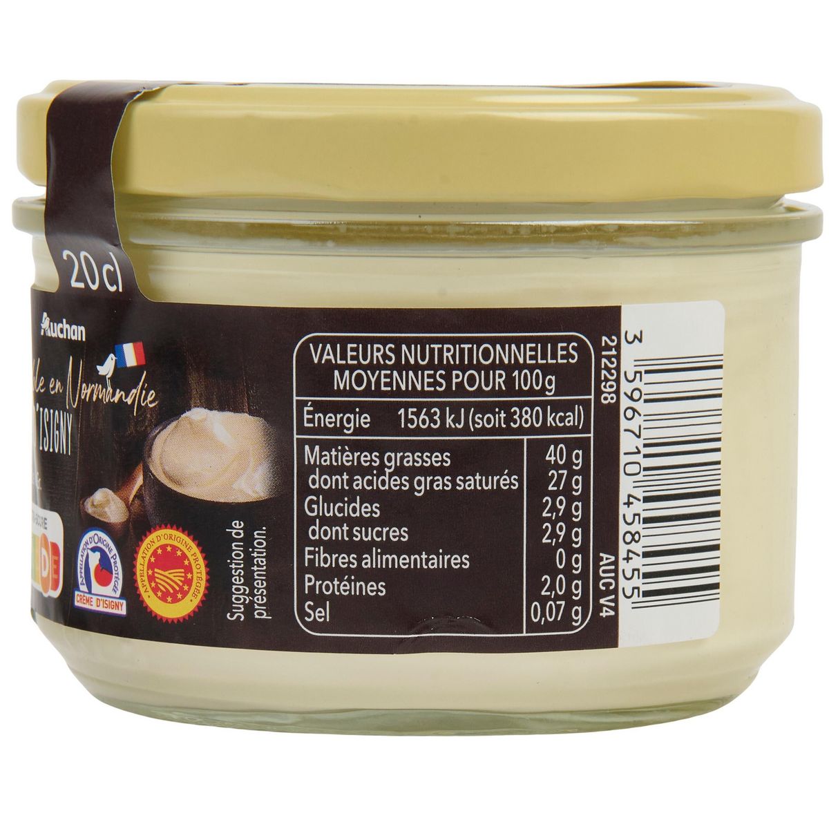 AUCHAN TERROIR Crème fraîche épaisse d'Isigny AOP 40%MG 20cl
