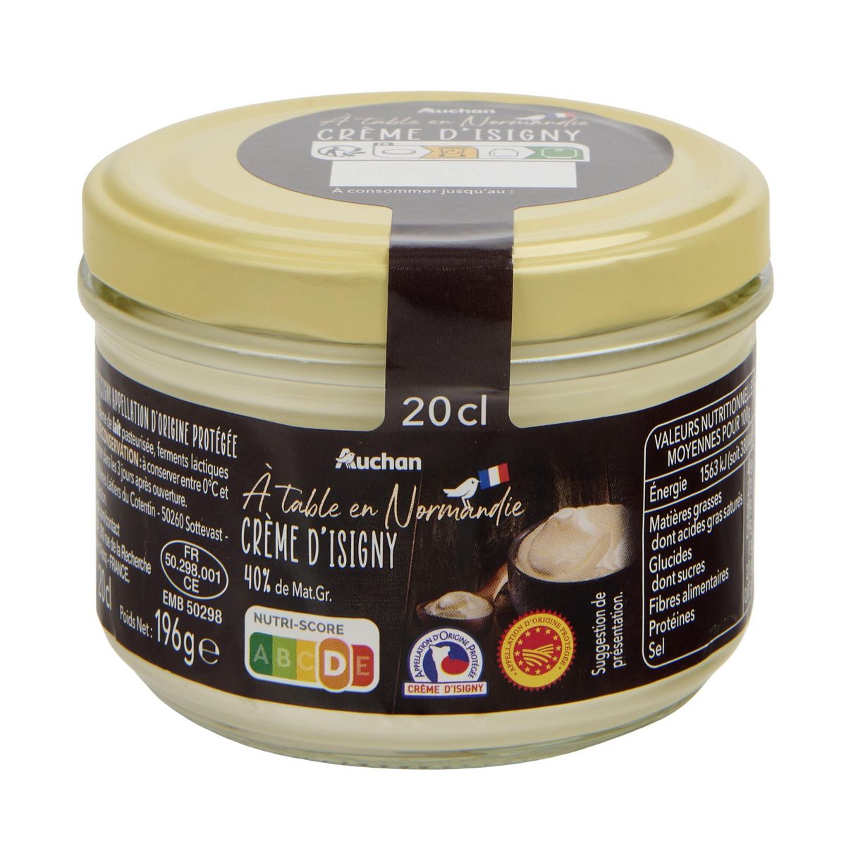 AUCHAN TERROIR Crème fraîche épaisse d'Isigny AOP 40%MG 20cl