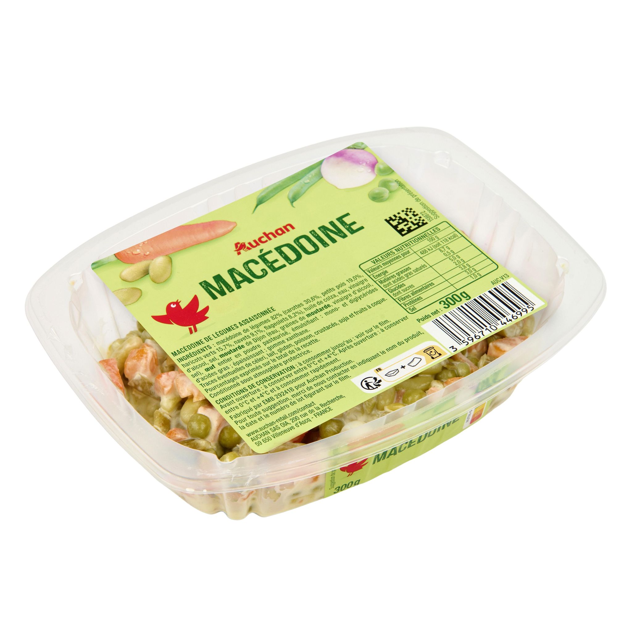 Voir la diapositive 2 : AUCHAN Macédoine de légumes 300g