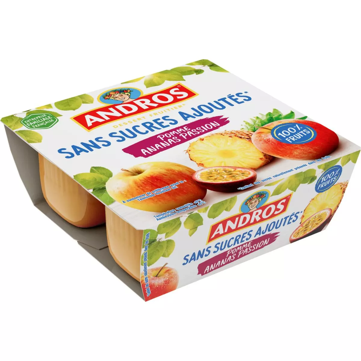 ANDROS Spécialité pomme ananas passion sans sucres ajoutés 4x100g
