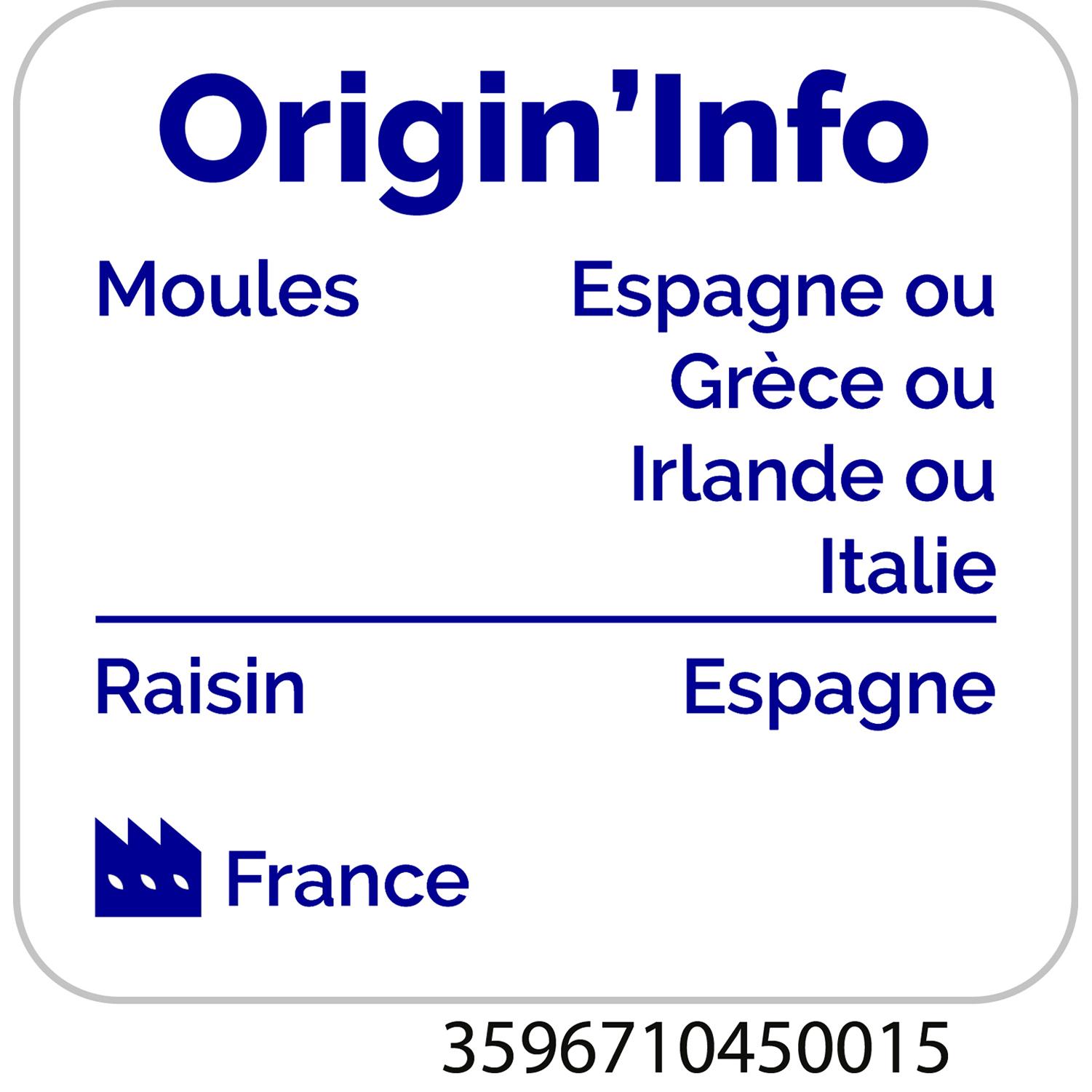 Voir la diapositive 2 : AUCHAN Moules cuisinées à la marinière 1/2 parts 600g