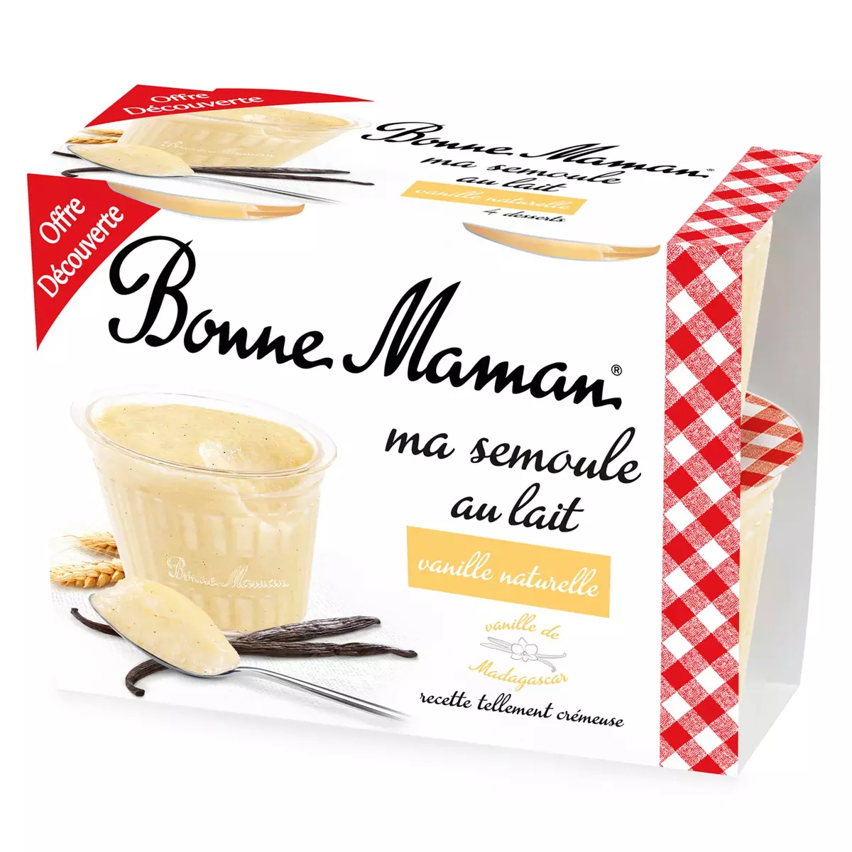 BONNE MAMAN Semoule au lait à la vanille 4 pièces 
