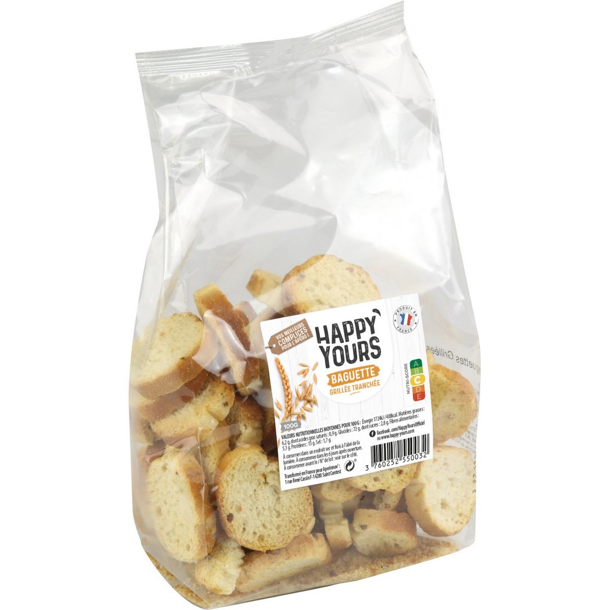 HAPPY YOURS Toasts de baguette grillés aux céréales 100g