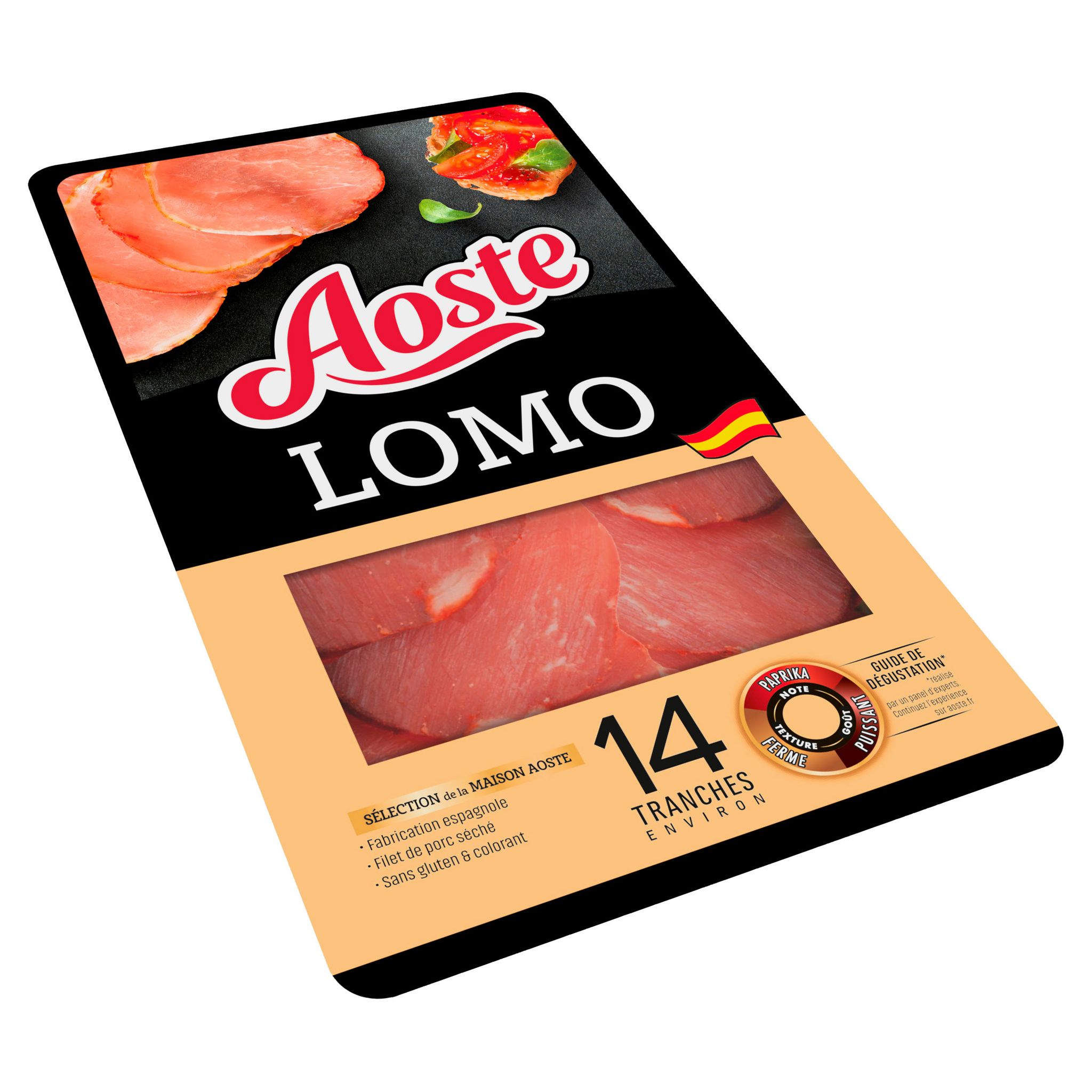 Voir la diapositive 2 : AOSTE Lomo 14 tranches 80g