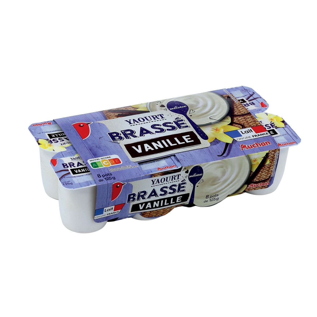 AUCHAN Yaourt brassé à la vanille 8x125g
