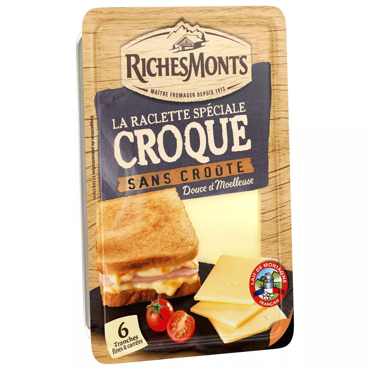 RICHESMONTS Fromage raclette nature pour croque-monsieur 6 tranches 140g