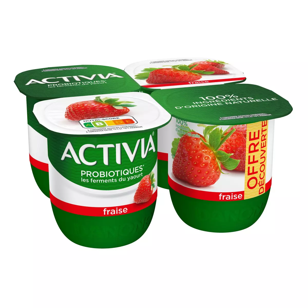 ACTIVIA Probiotiques - Yaourt au bifidus à la fraise 4x125g