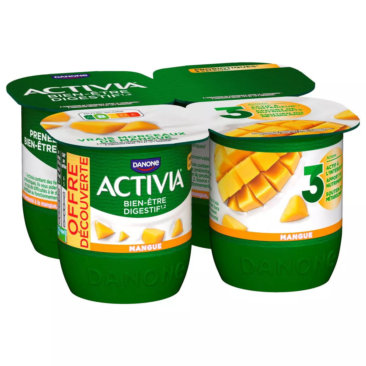 ACTIVIA Probiotiques - Yaourt au bifidus à la mangue 4x125g