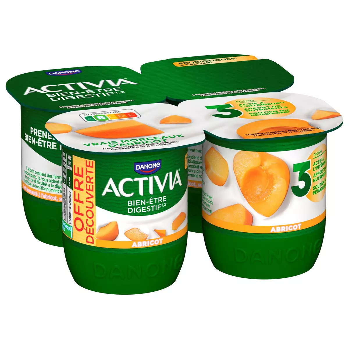 ACTIVIA Probiotiques - Yaourt au bifidus à l'abricot 4x125g