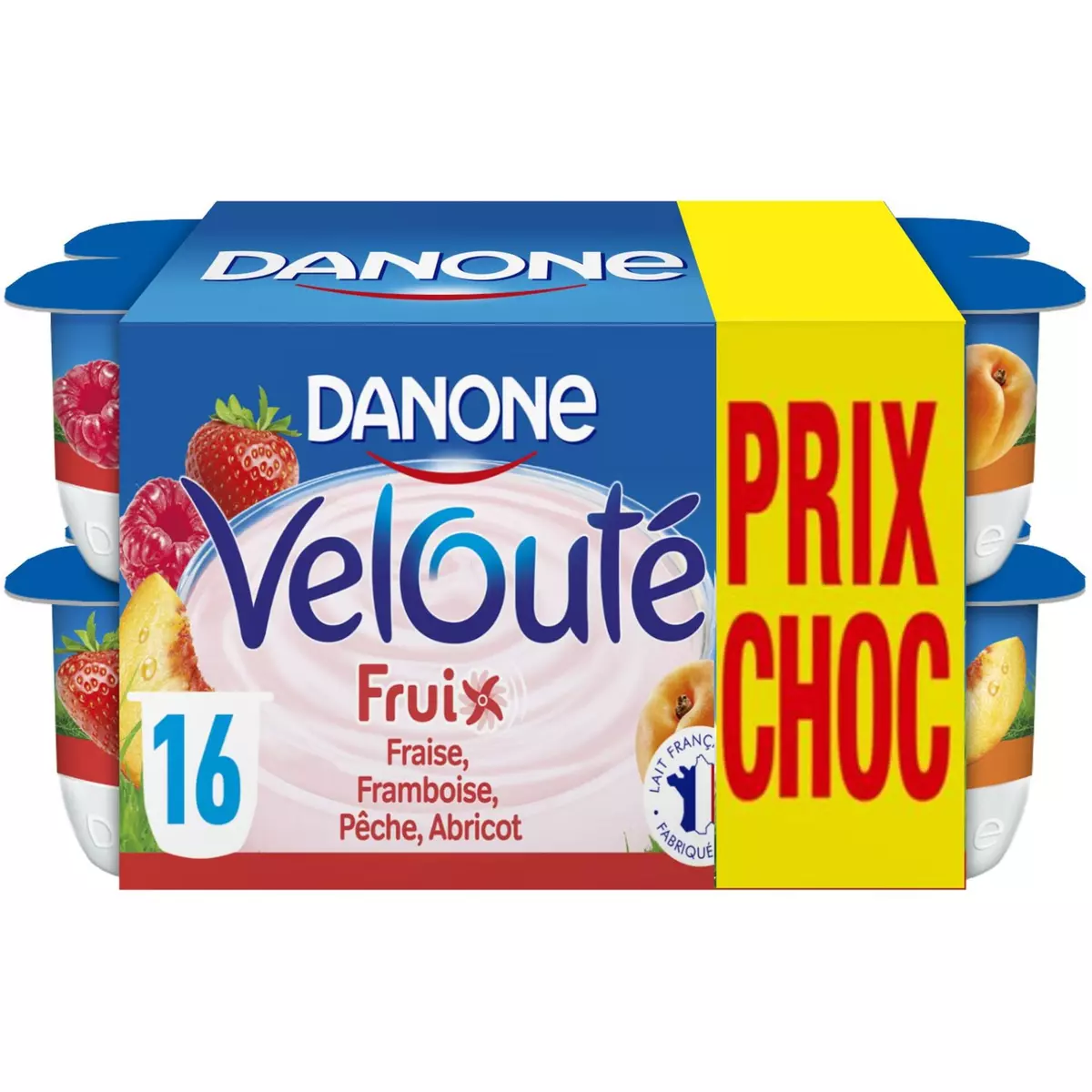 DANONE Yaourt brassé et mixé aux fruits panaché 16x125g