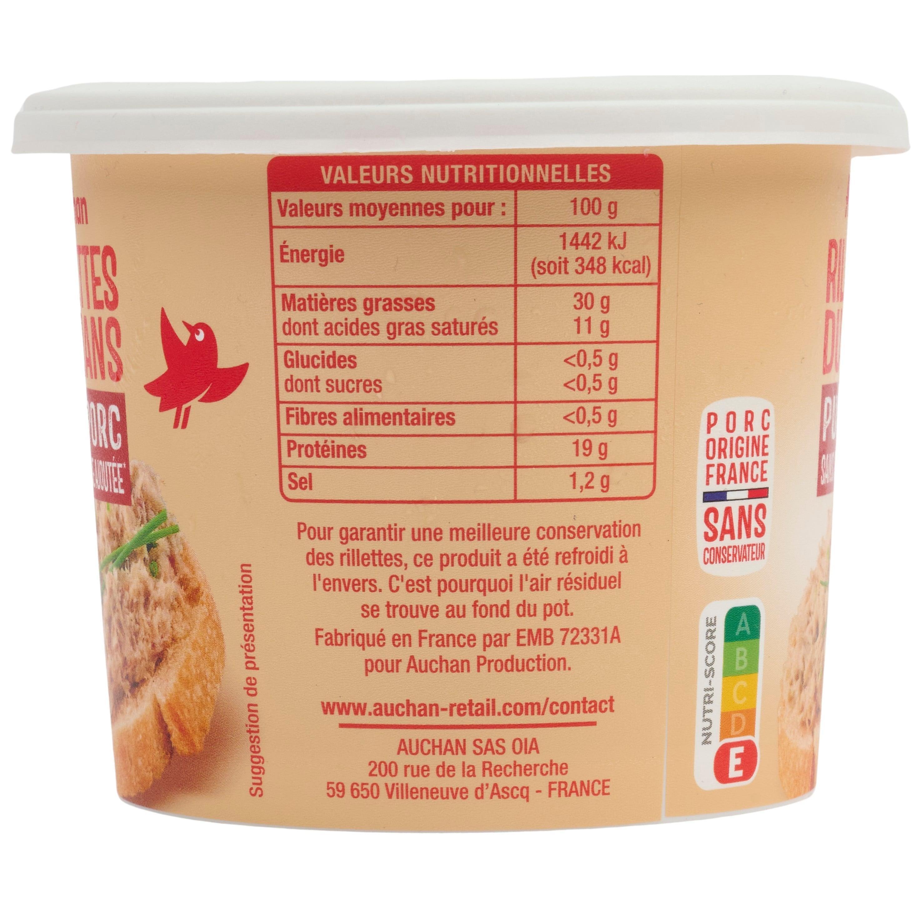 Voir la diapositive 4 : AUCHAN Rillettes du Mans pur porc 220g