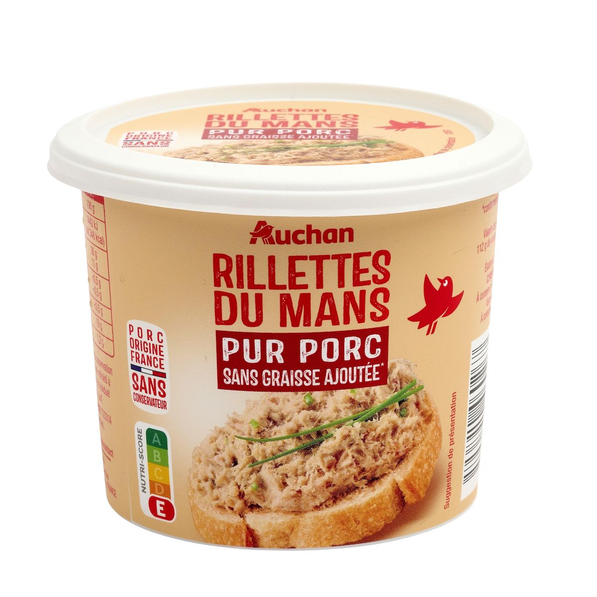 AUCHAN Rillettes du Mans pur porc 220g