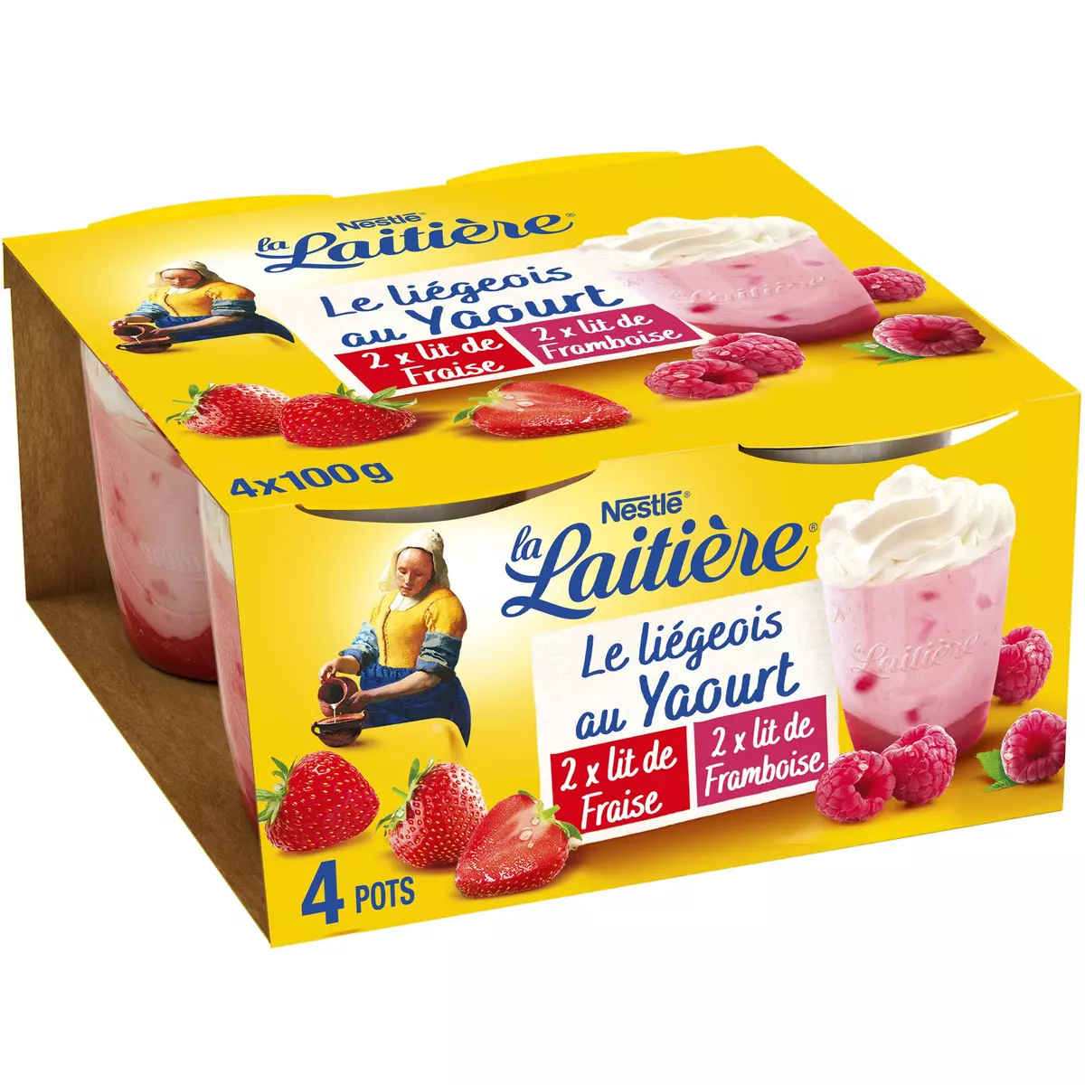 LA LAITIERE Liégeois au yaourt sur lit de framboise 4x100g 4x100g