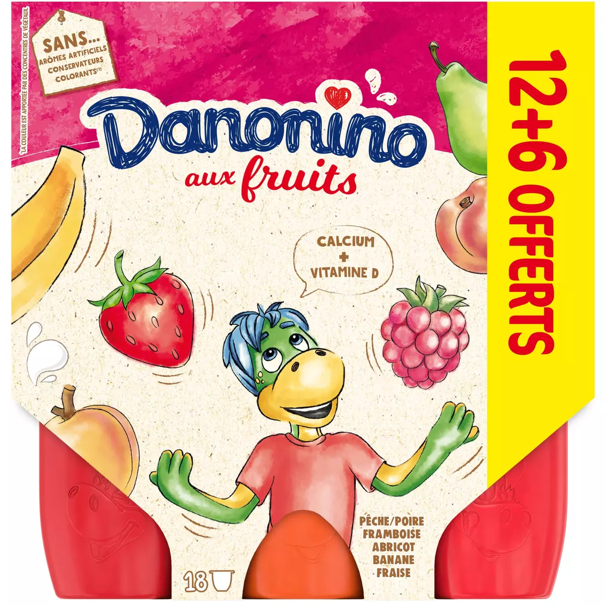 DANONINO Petits suisses aux fruits dont 6 offerts 18x50g