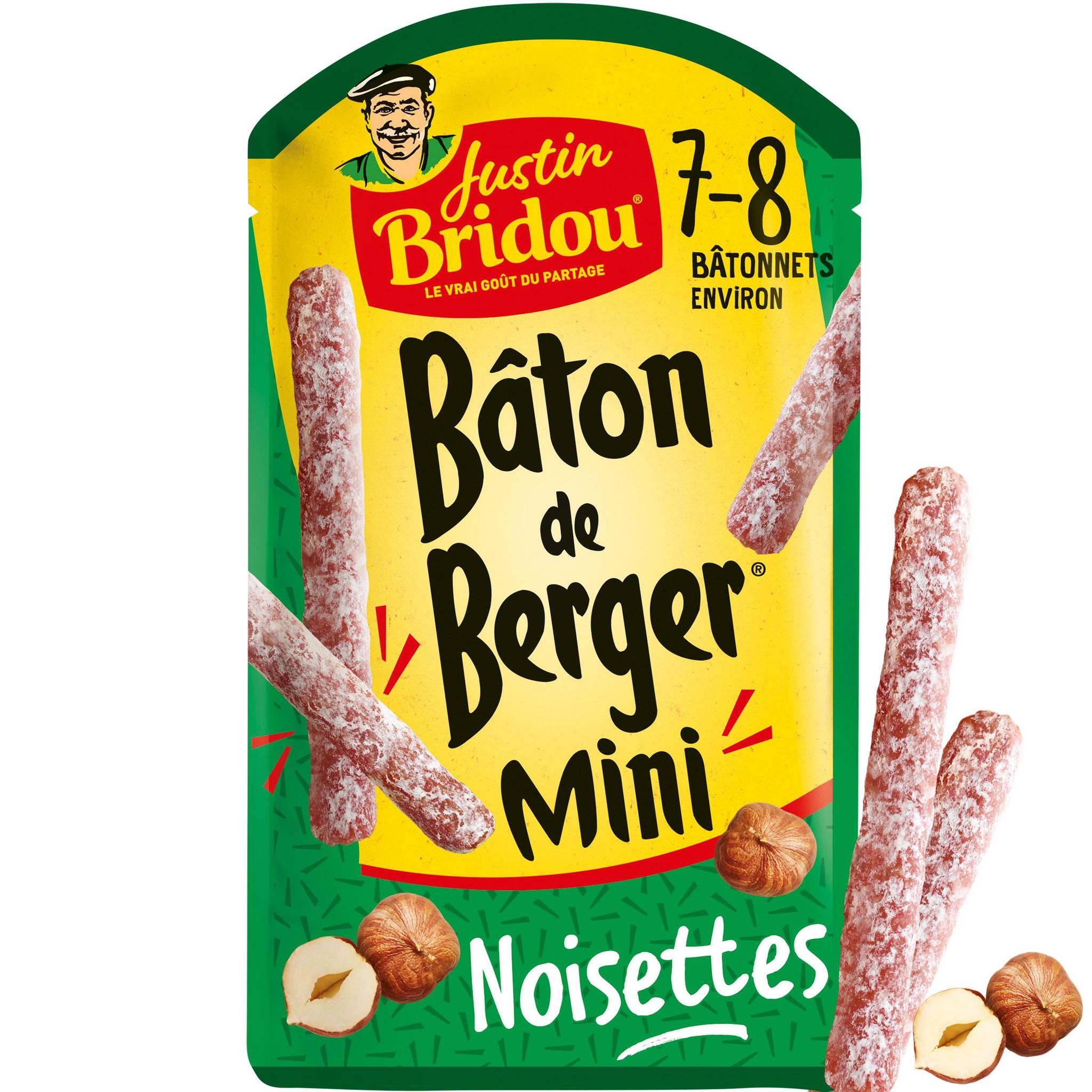 Voir la diapositive 2 : JUSTIN BRIDOU Mini Bâton de Berger noisettes 7/8 pièces environ 80g