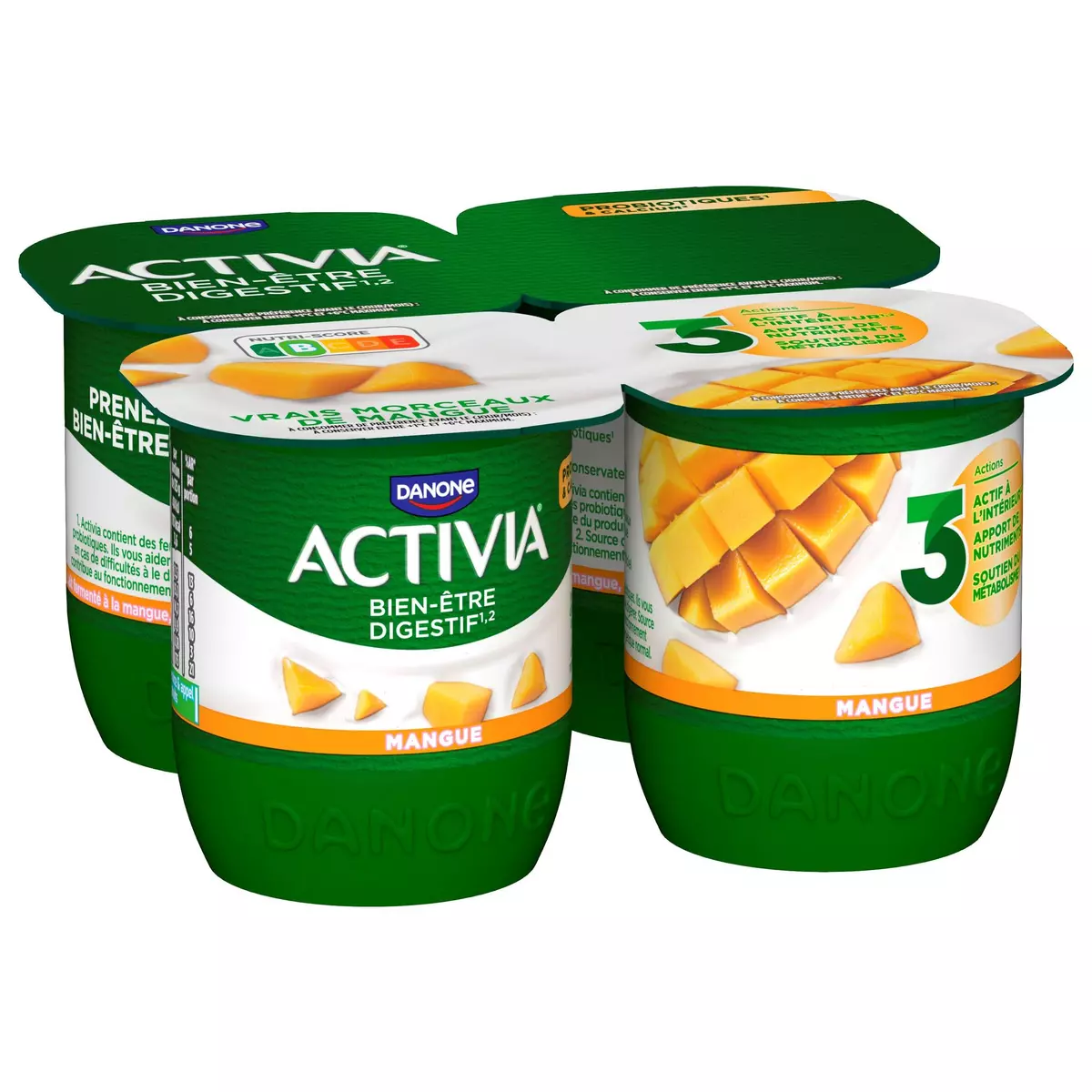 ACTIVIA Probiotiques - Yaourt au bifidus  à la mangue 4x125g