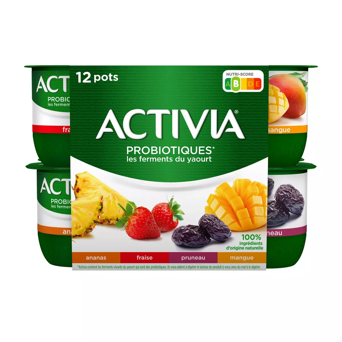 ACTIVIA Probiotiques - Yaourt aux fruits 12x125g
