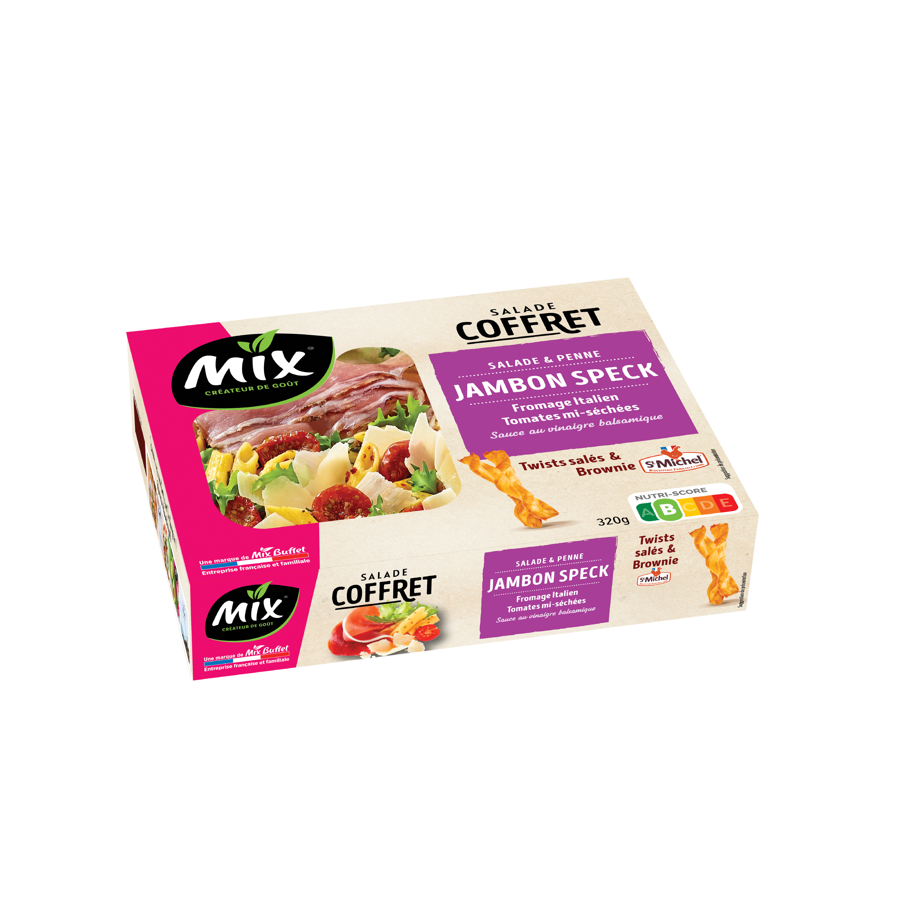 Voir la diapositive 2 : MIX Salade & penne jambon speck 1 part 320g