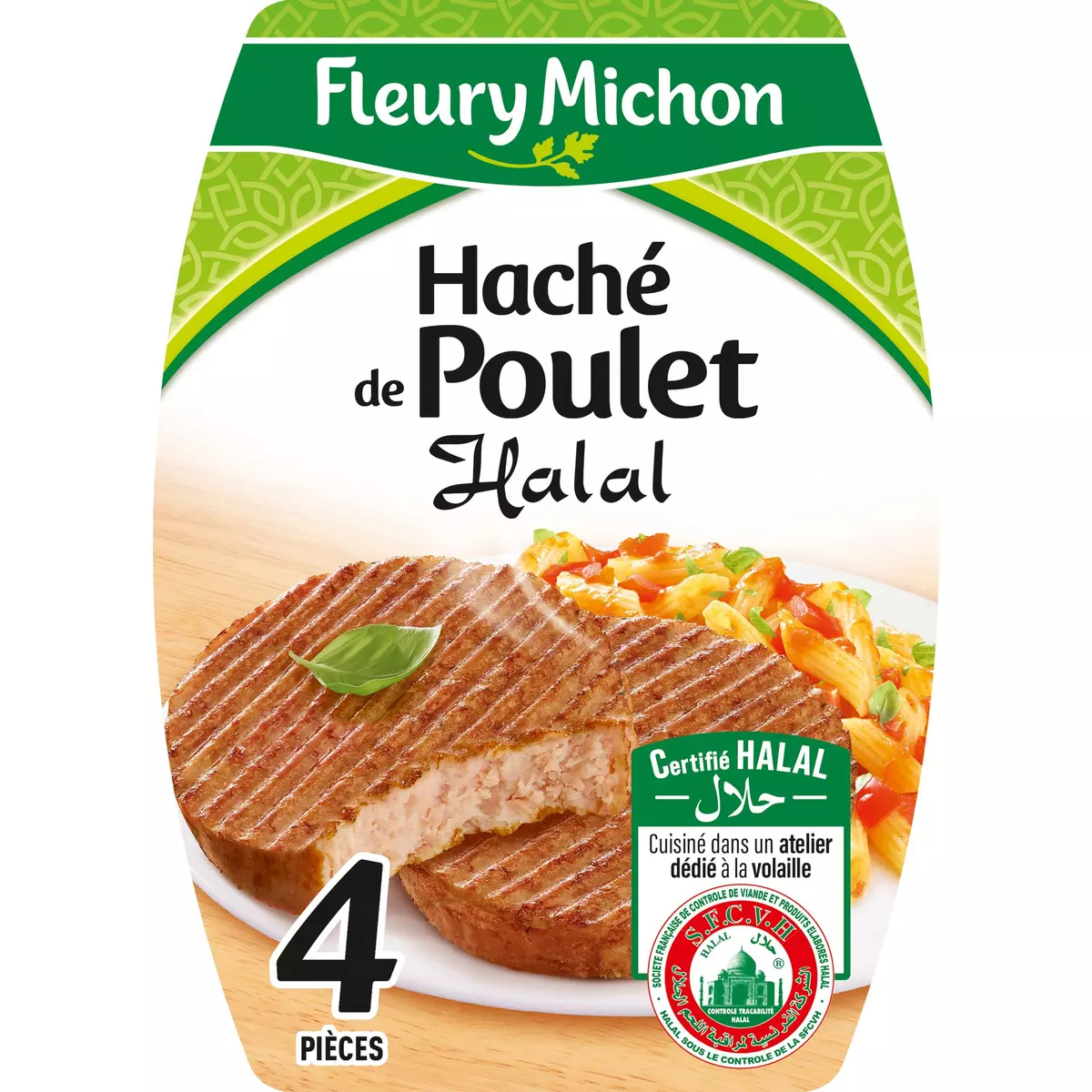 FLEURY MICHON Hâché de poulet halal 4 pièces 300g
