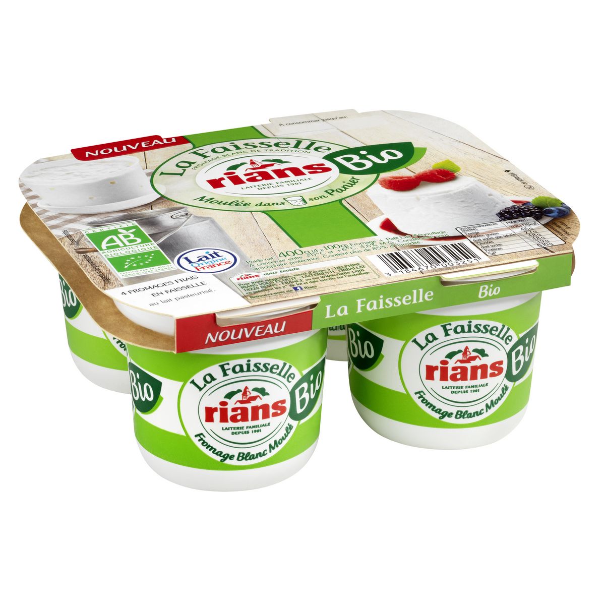RIANS Faisselle bio 4.6% MG 4x100g 4x100g