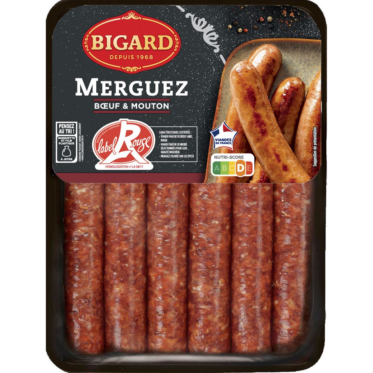 BIGARD Merguez bœuf & mouton Label Rouge 330g
