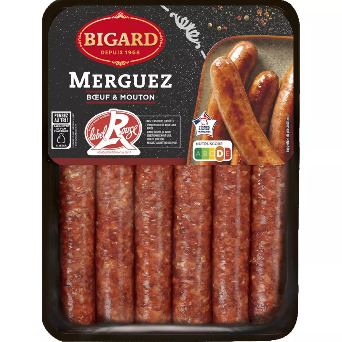 BIGARD Merguez bœuf & mouton Label Rouge 330g