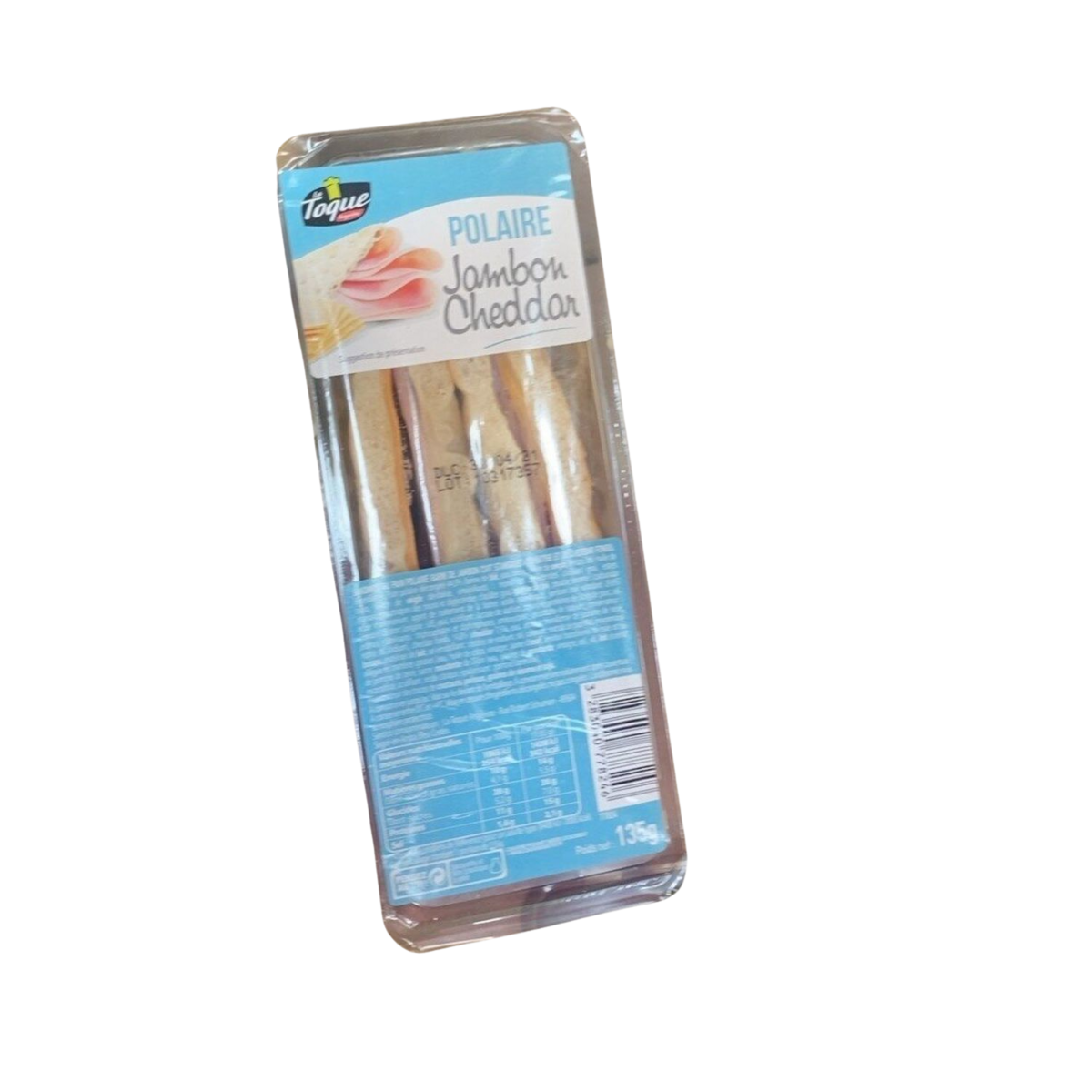 LA TOQUE ANGEVINE Sandwich pain polaire jambon cheddar 135g